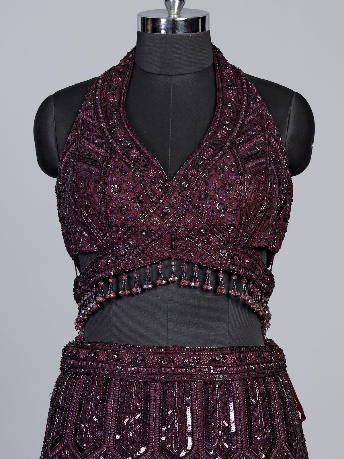 Wine couture chevron women lehenga choli
