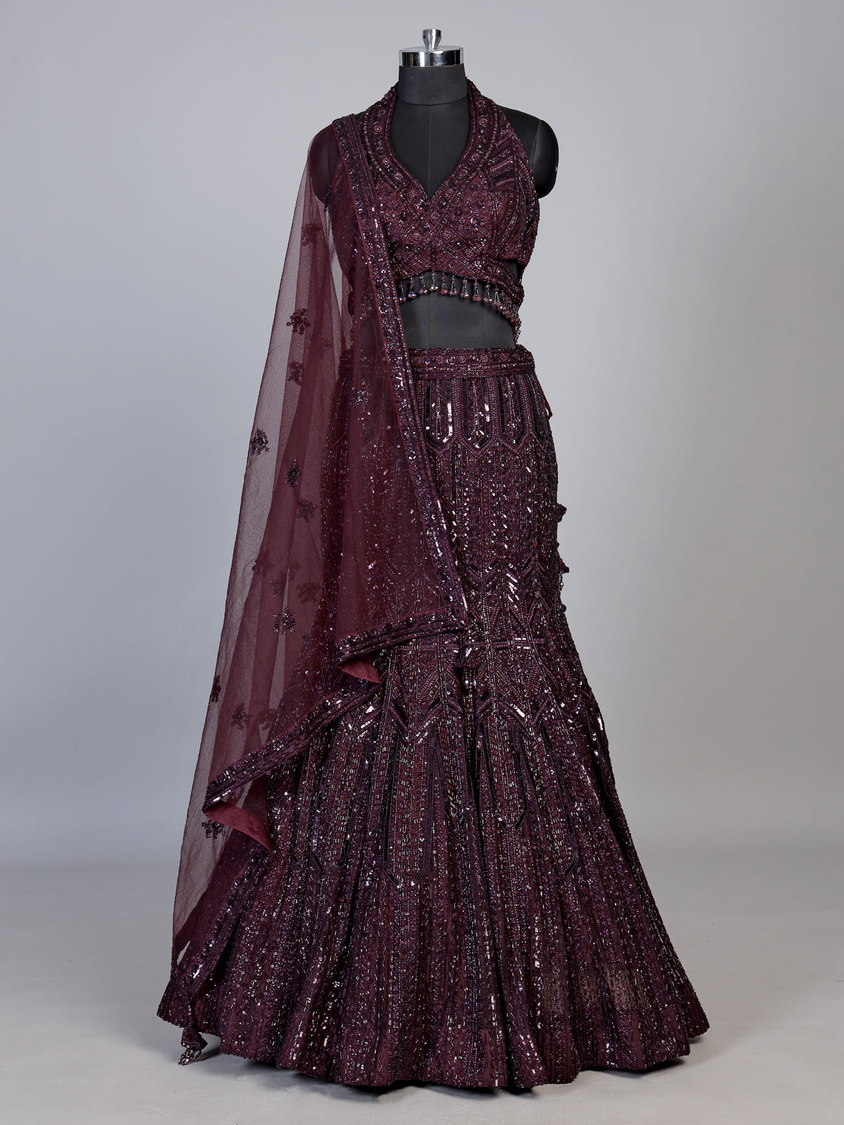 Wine couture chevron women lehenga choli