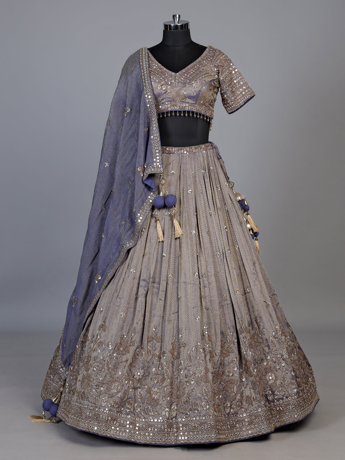 Pastel blue heavy worked women lehenga choli