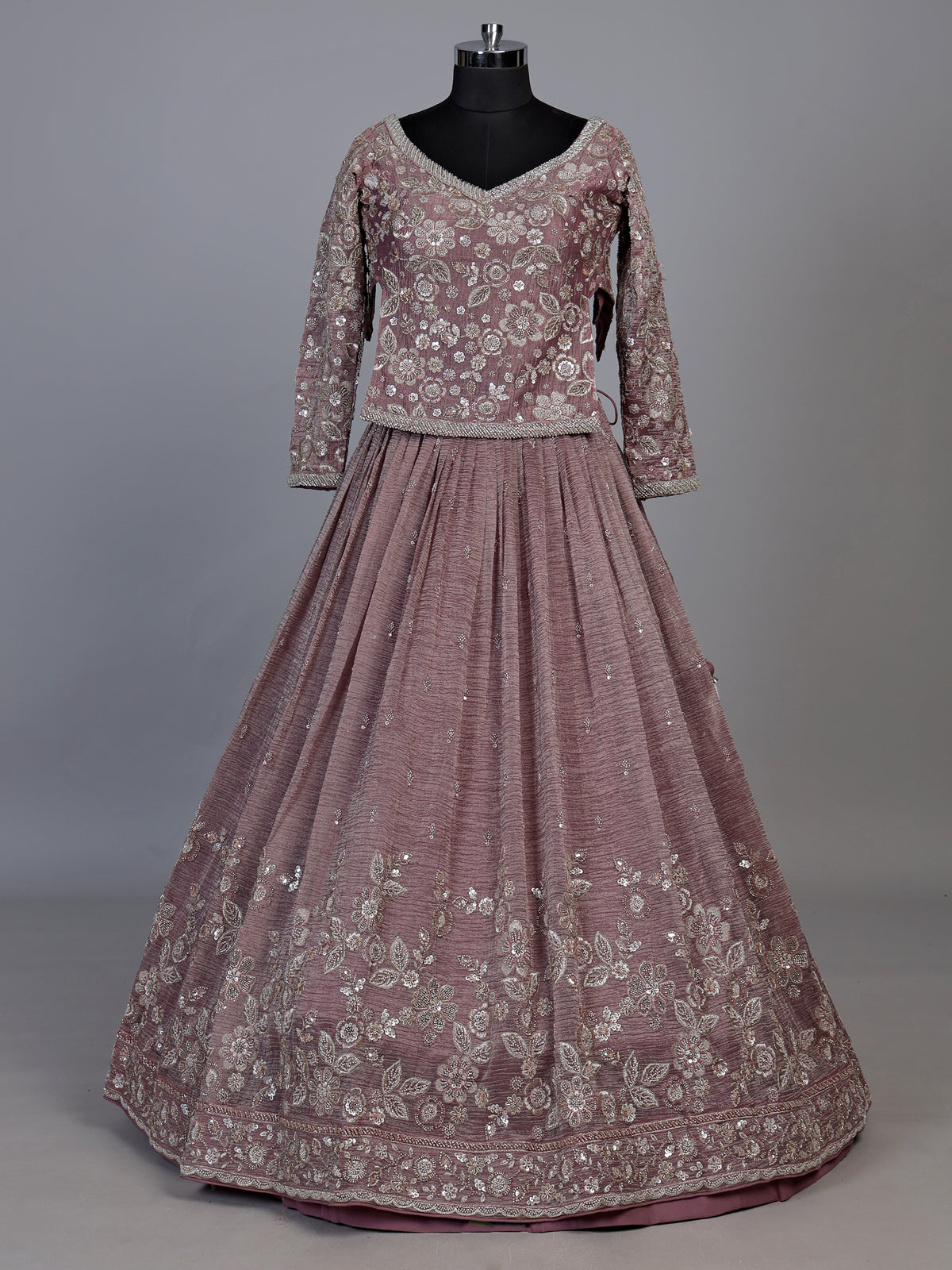 Onion pink pearl tassel women lehenga choli