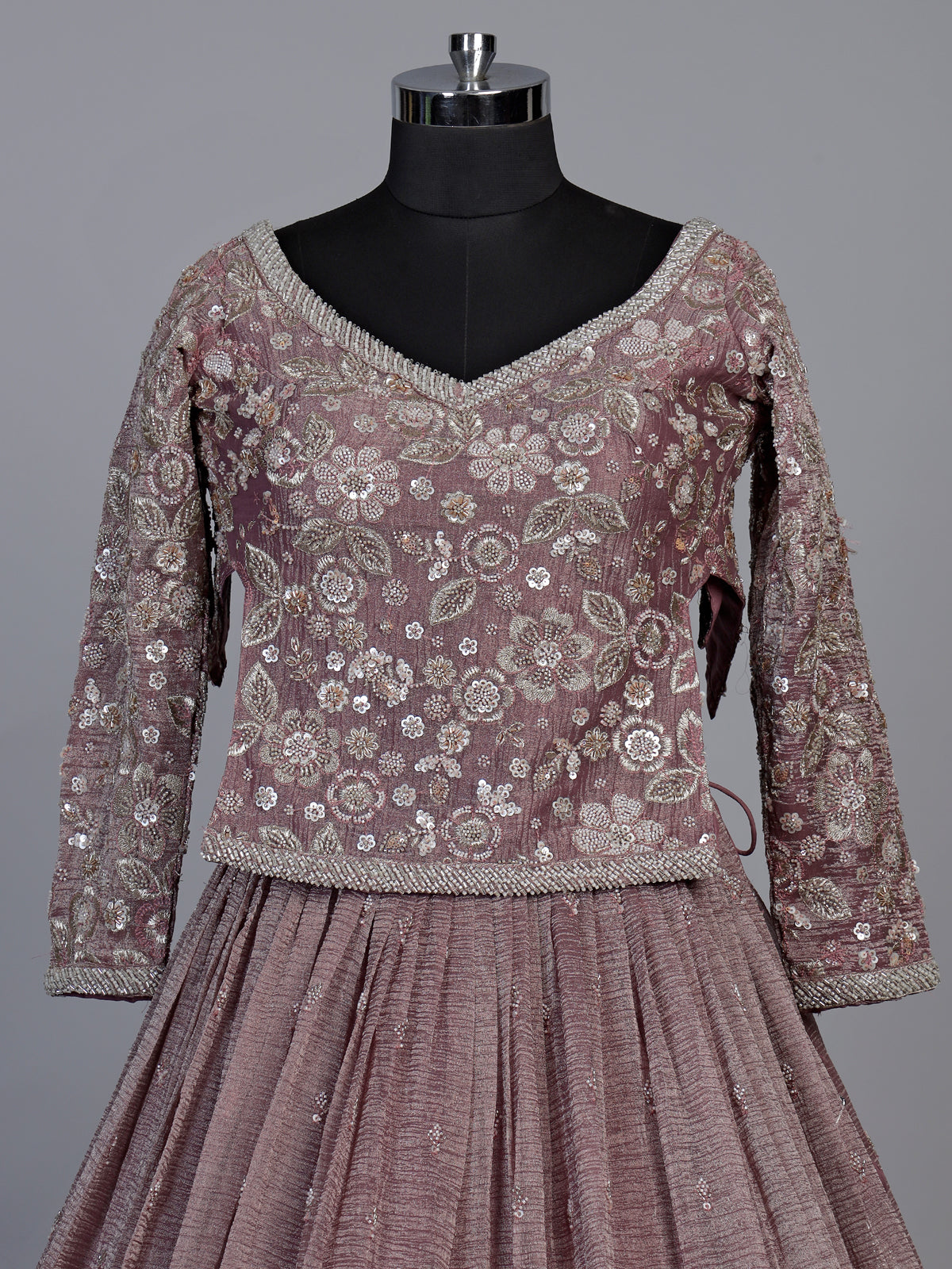 Onion pink pearl tassel women lehenga choli