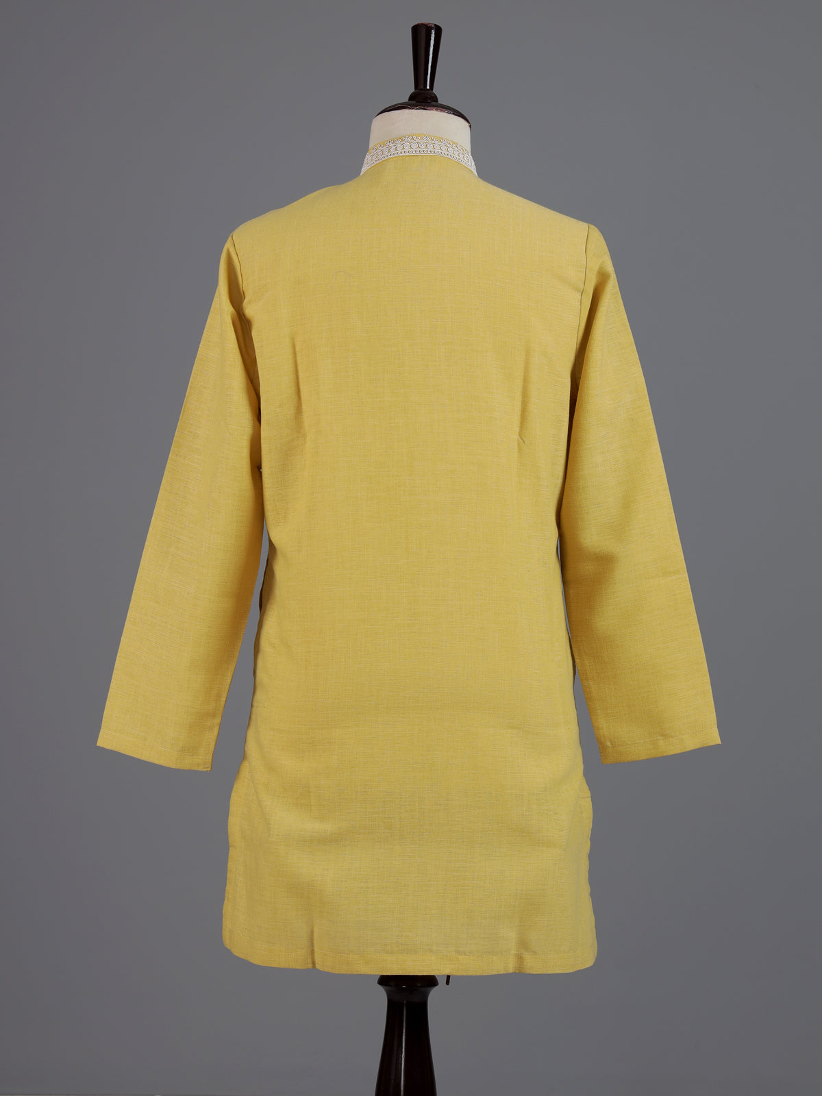 Light yellow cotton linen zardosi mens kurta pajama