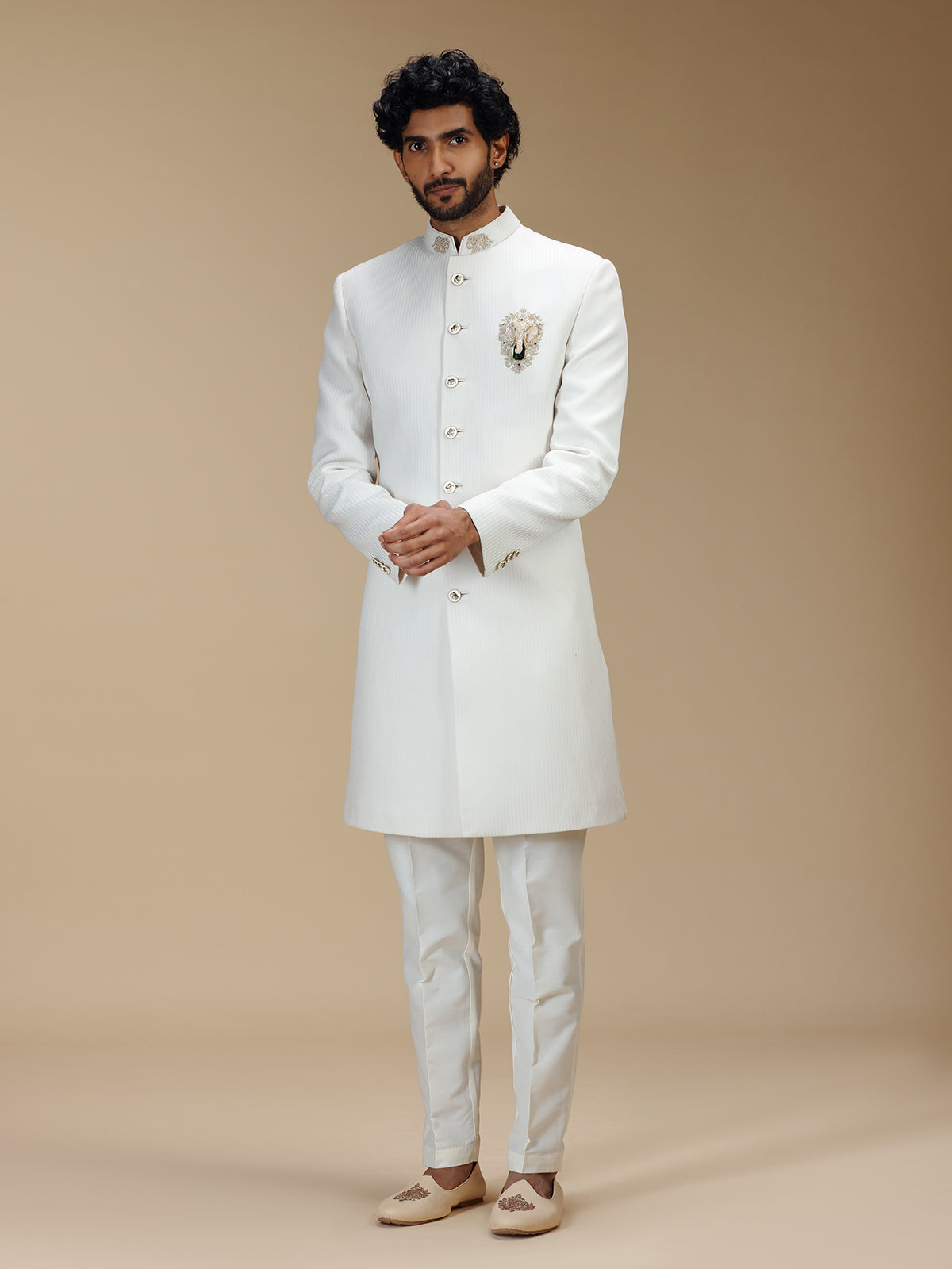 Regal off white mens indo western suit