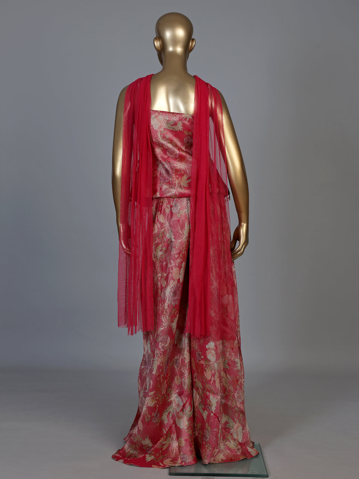Rani pink silk party wear designer palazzo suit with dupatta