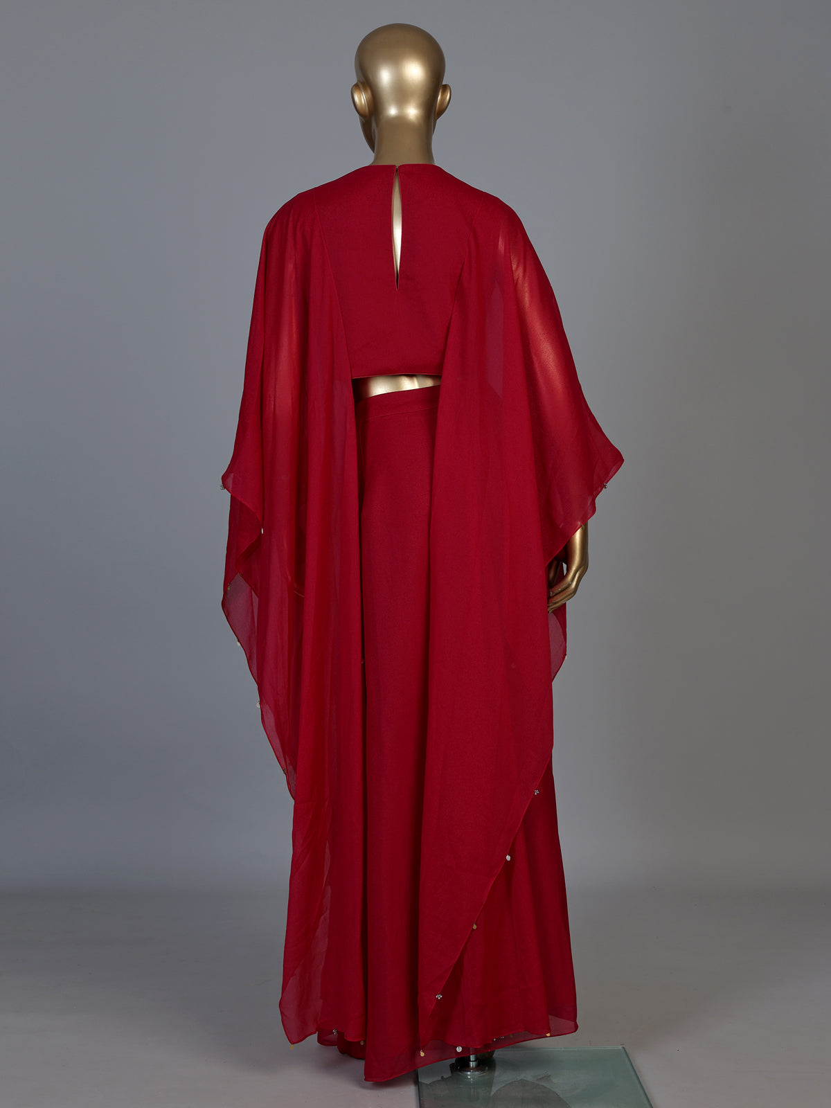 Light maroon chinon silk indowestern suit for parties