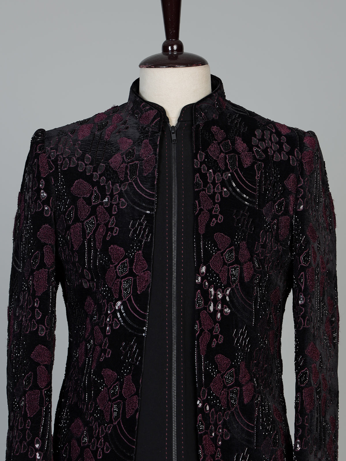 Black signature mens indo western open jacket