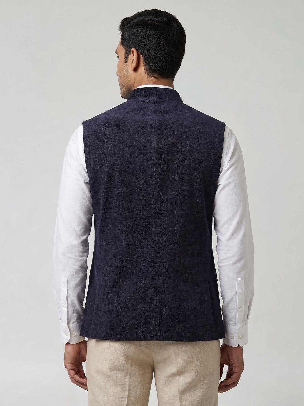 Midnight navy blue mens embroidered waistcoat