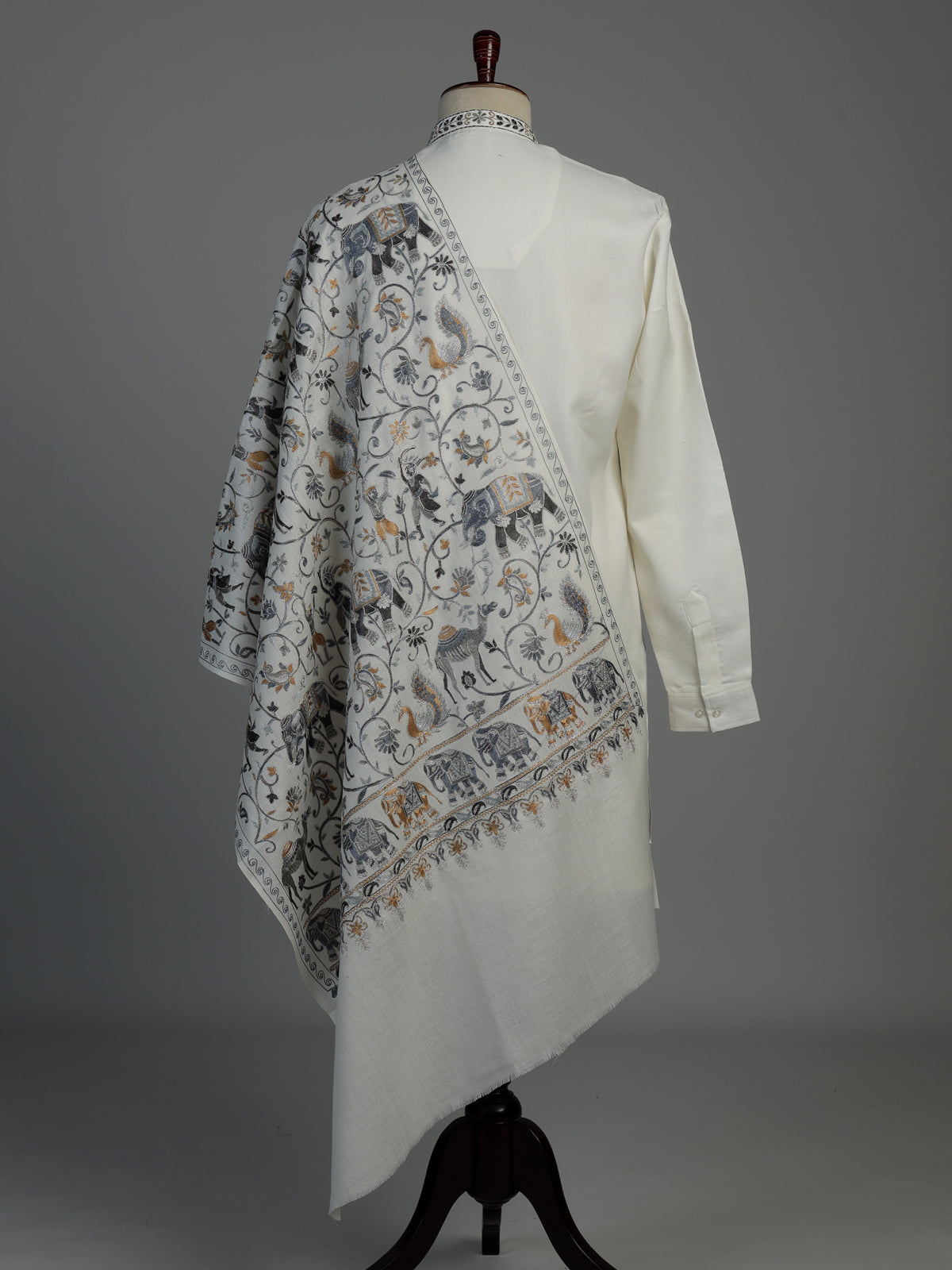 White cotton kurta suit for men with embroidery work