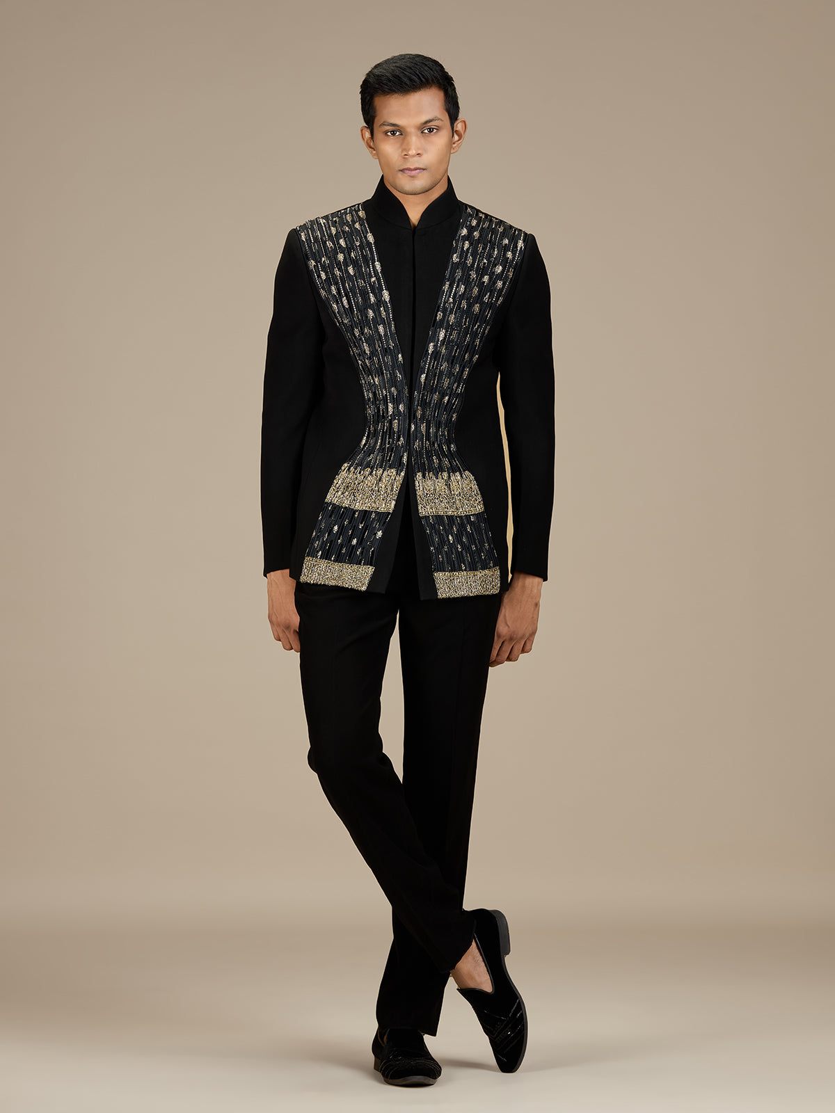 Black mens classic tailored jodhpuri suit