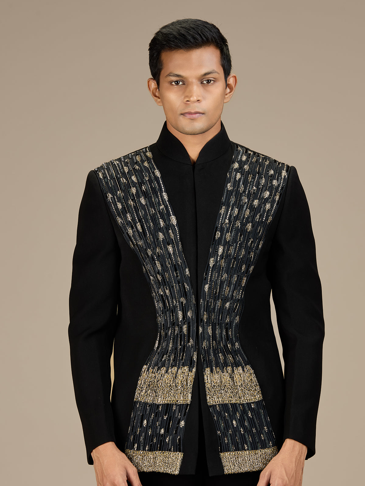 Black mens classic tailored jodhpuri suit