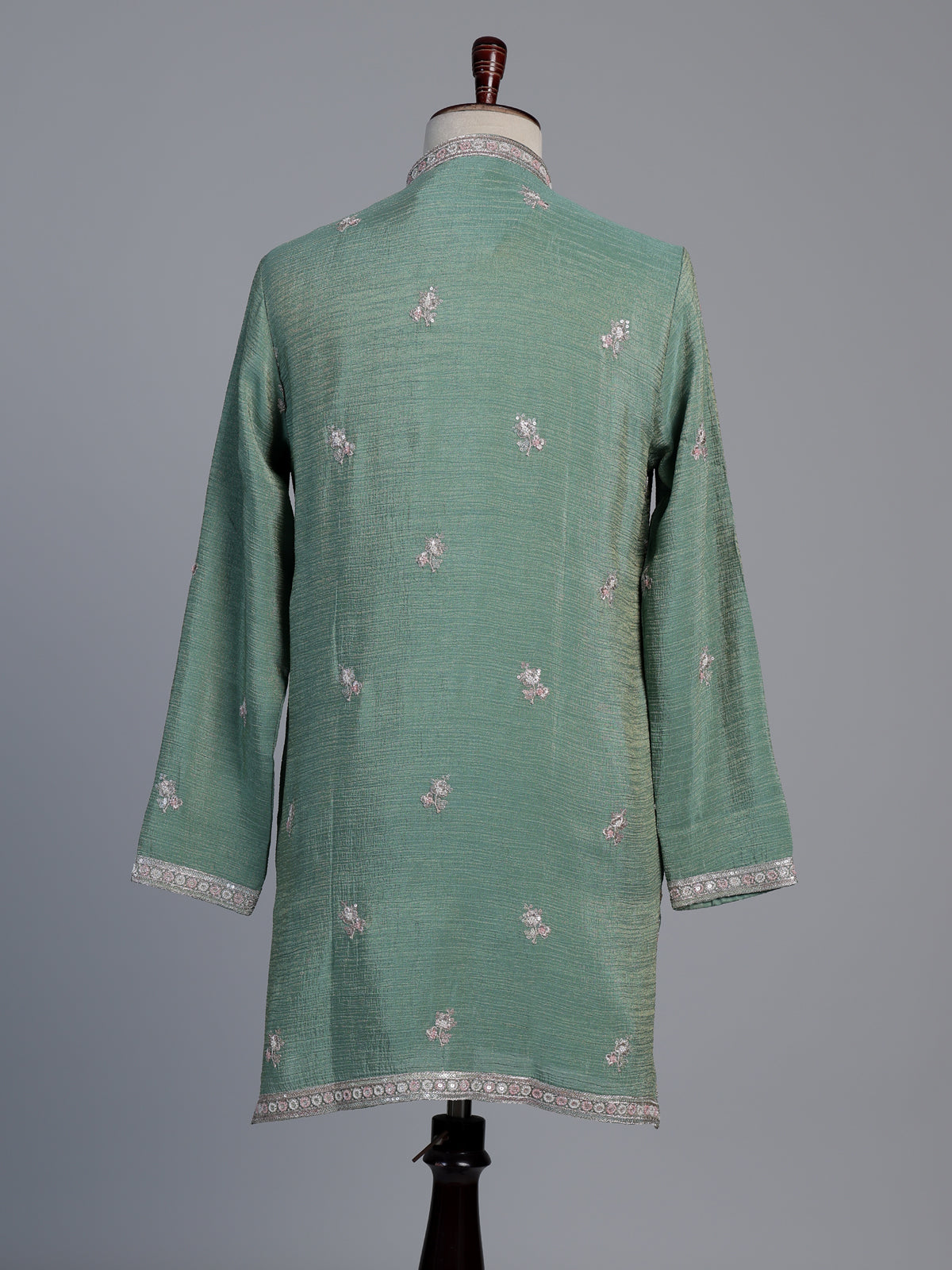 Pista green shimmer silk men kurta suit