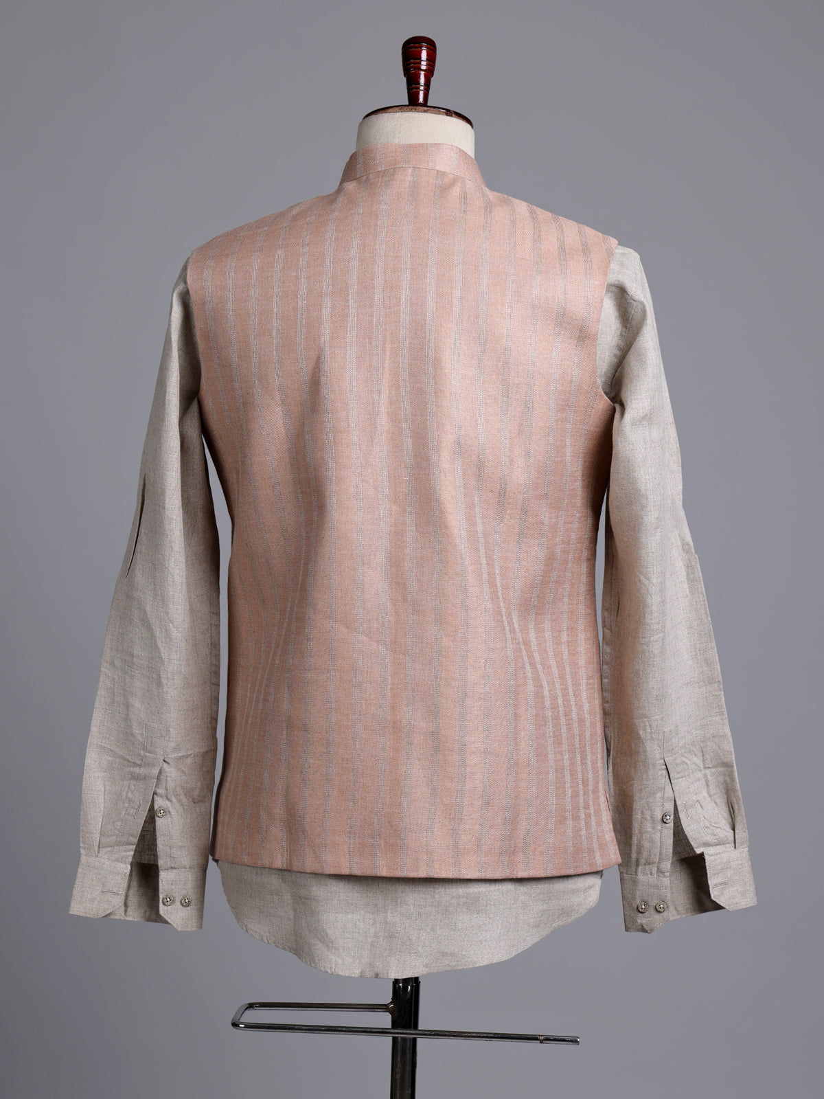 Dark peach artisanal bead embroidered men waistcoat