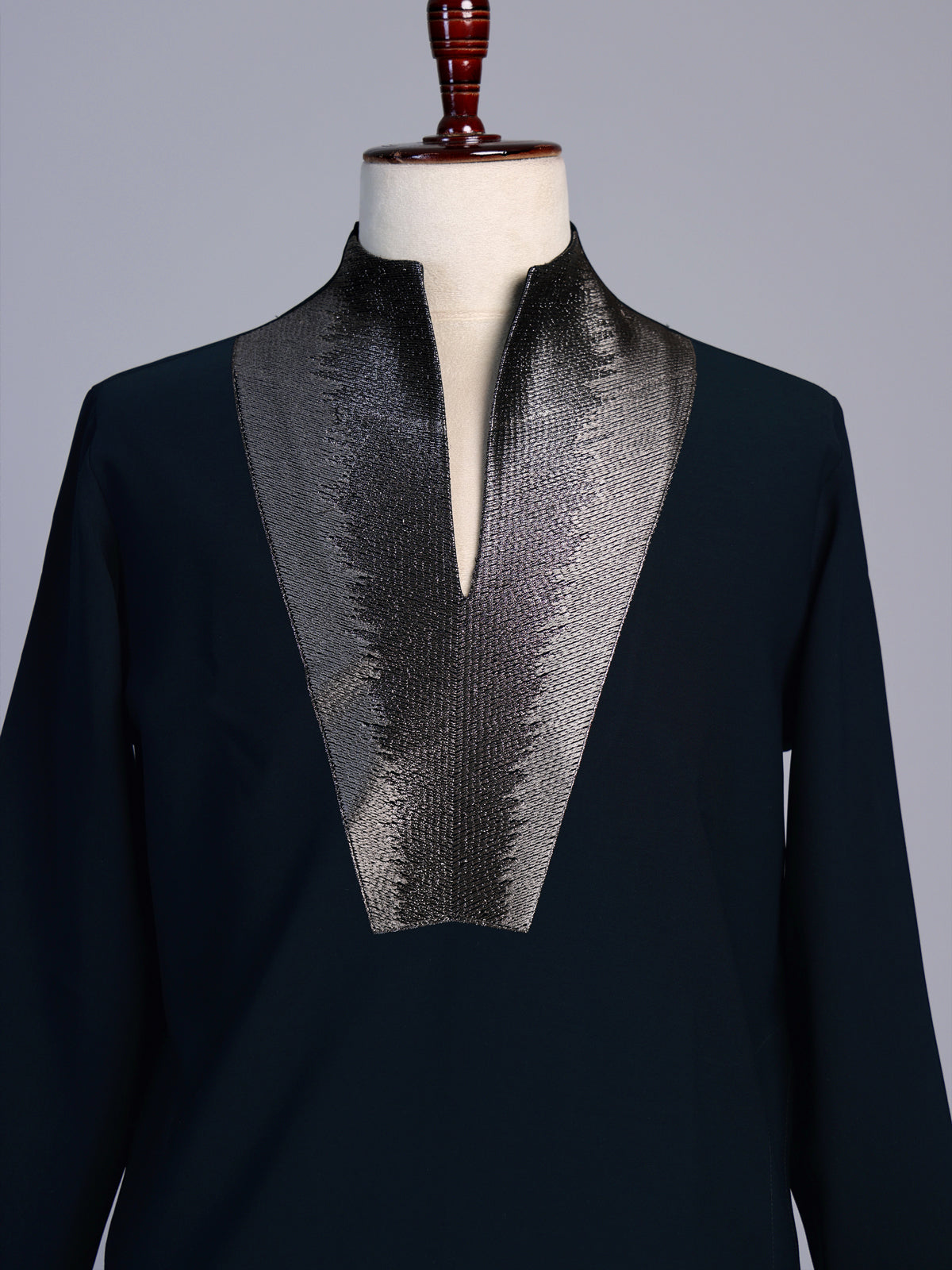 Rama blue metallic men wedding kurta suit
