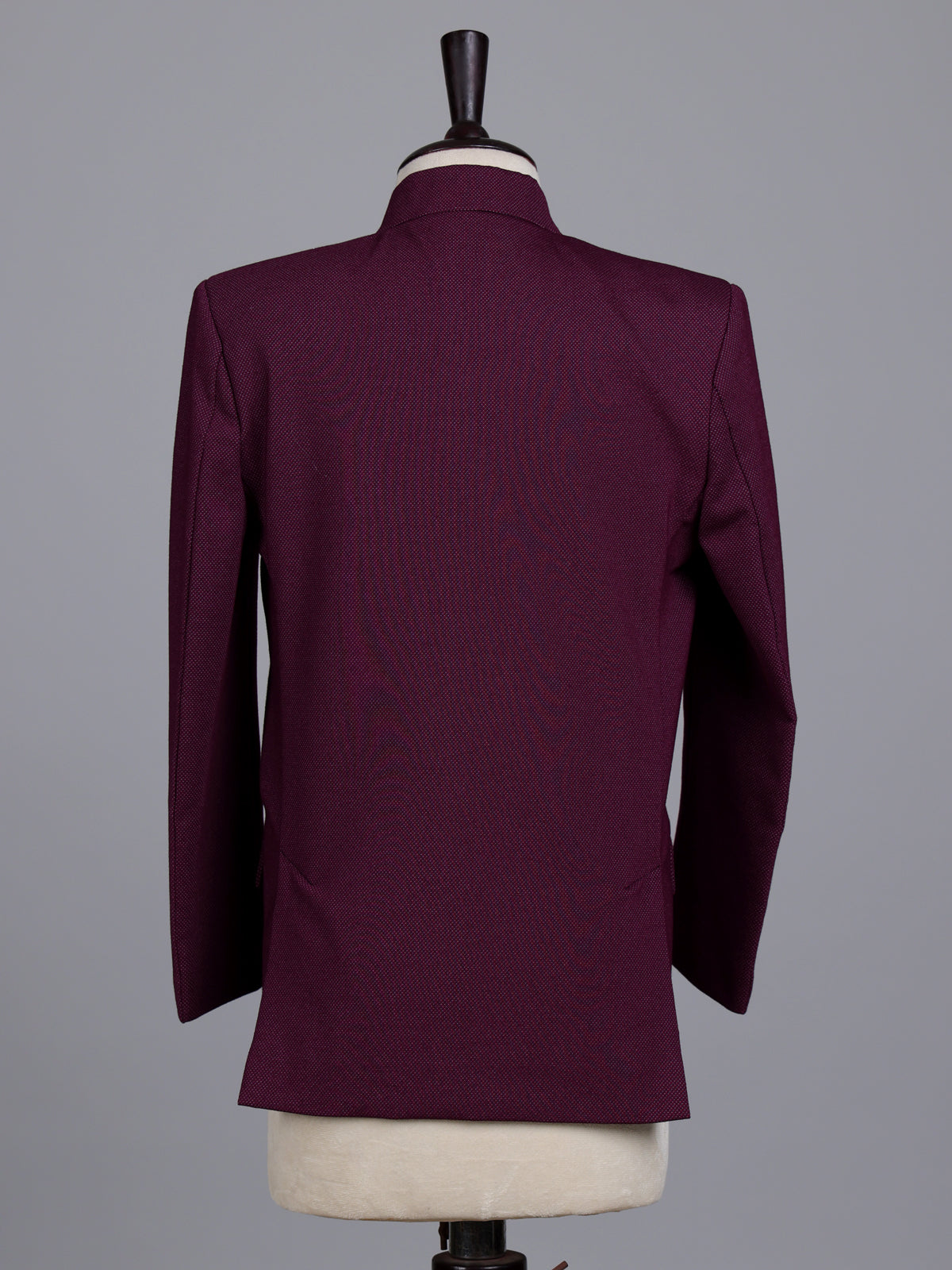 Wine boys jodhpuri suit with jacquard texture and metallic brooch