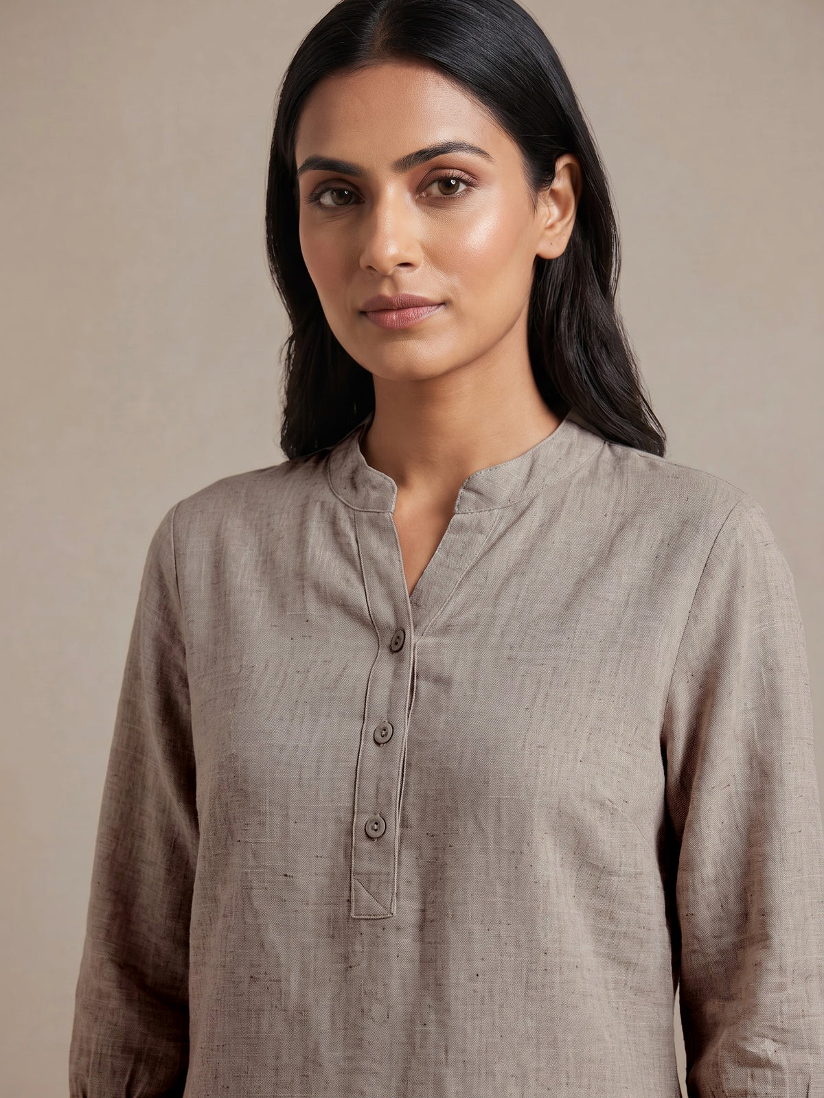 Beige womens classic short kurti