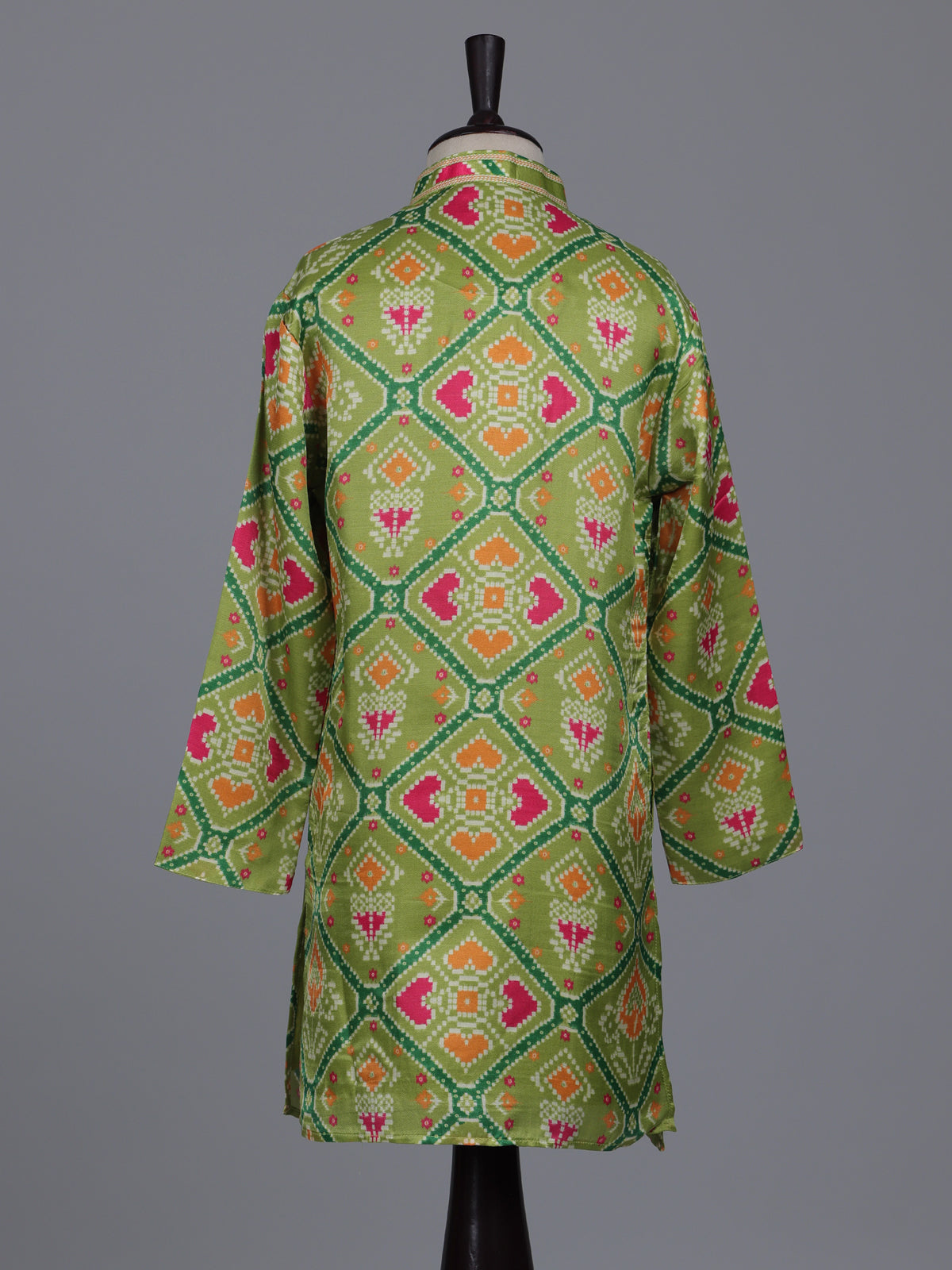 Pista green boys Patola kurta suit with elegant printed detailing