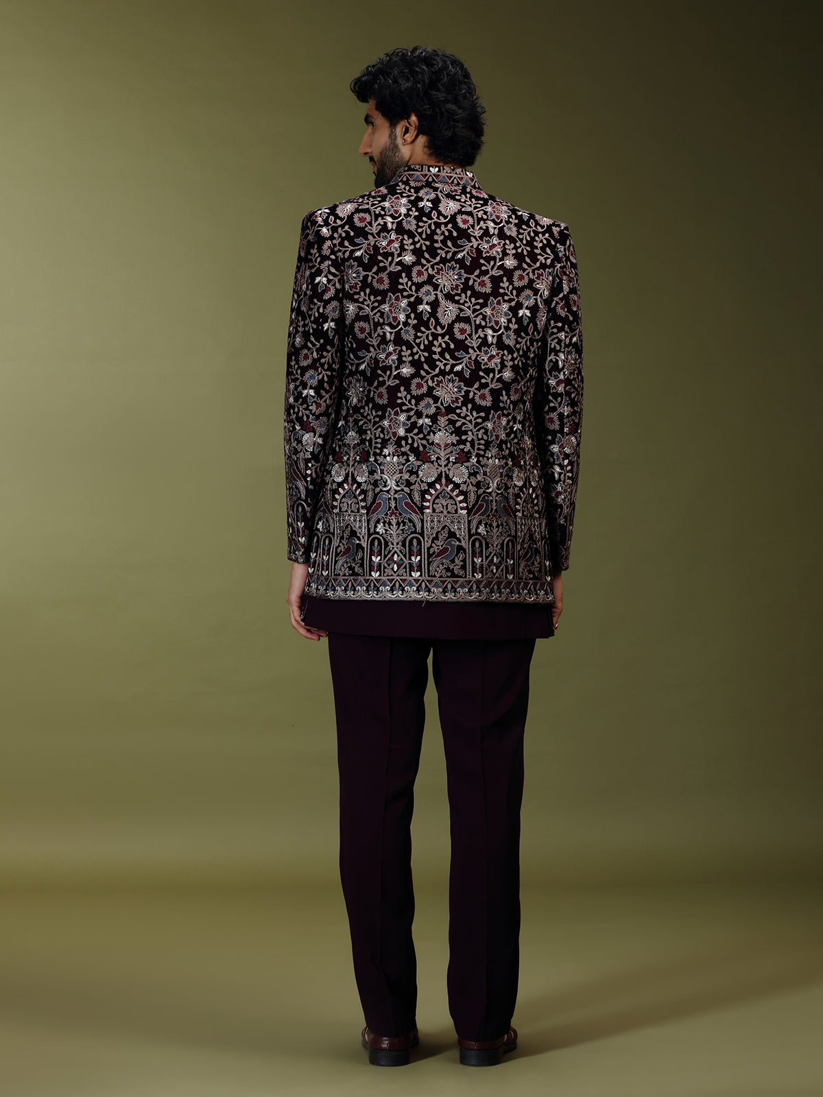 Wine heritage men designer jacket indo western