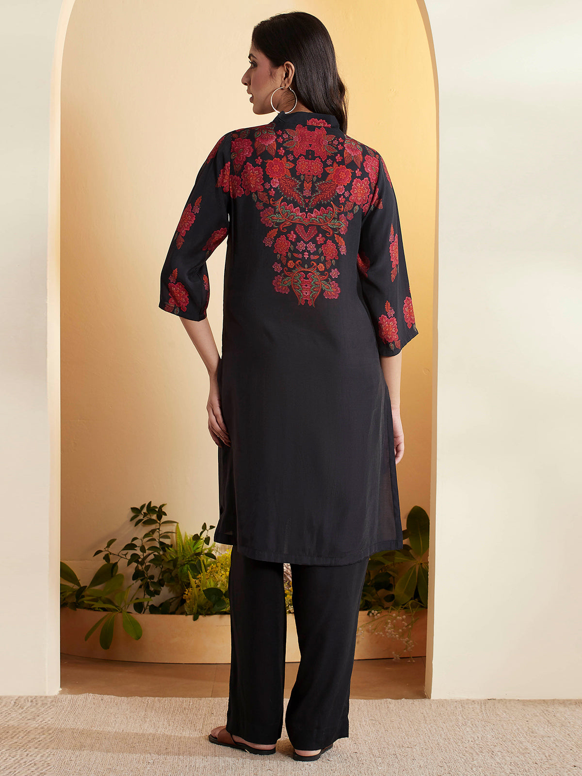 Black straight kurti set with dupatta