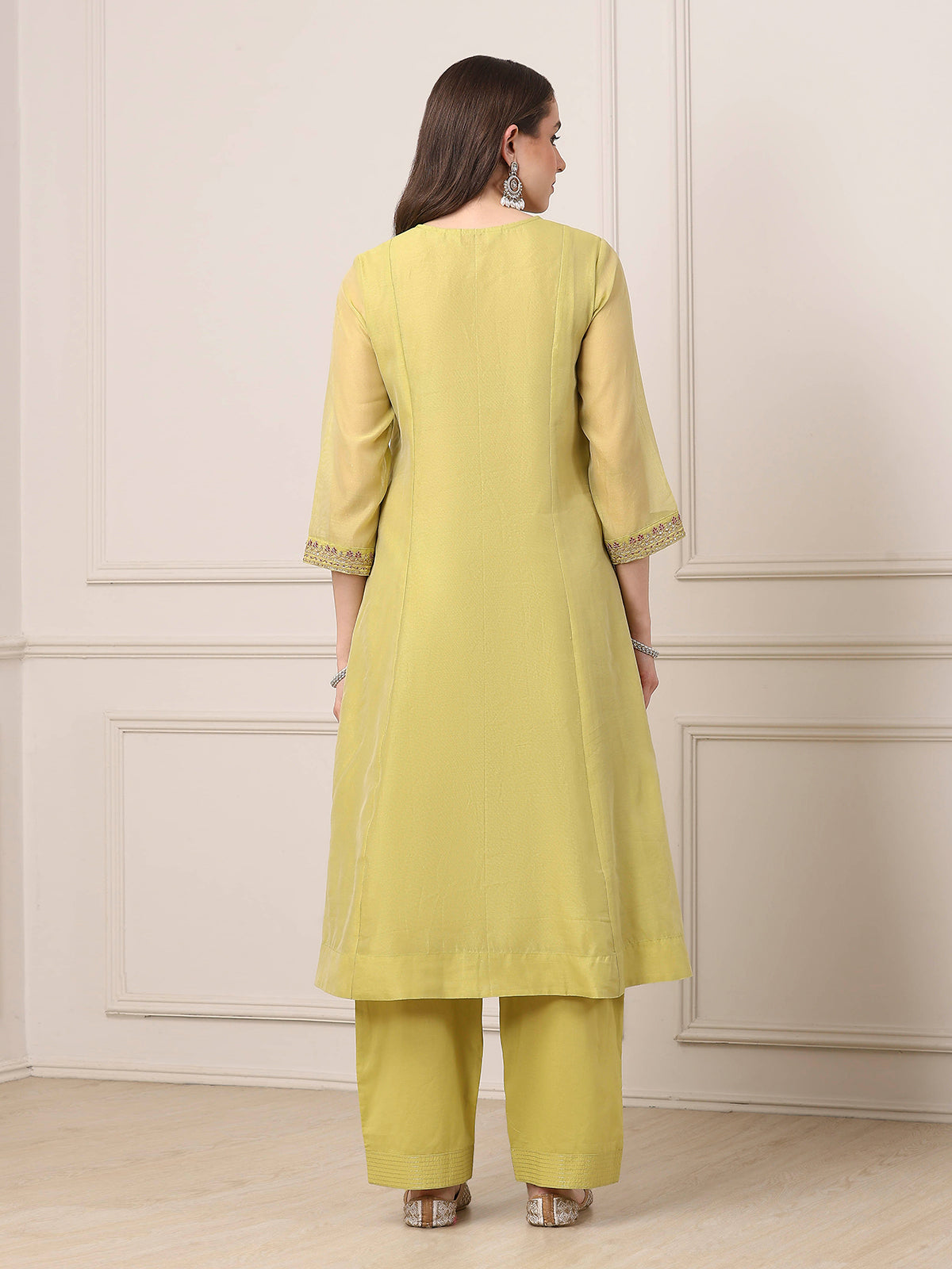 Green anarkali kurti set with dupatta