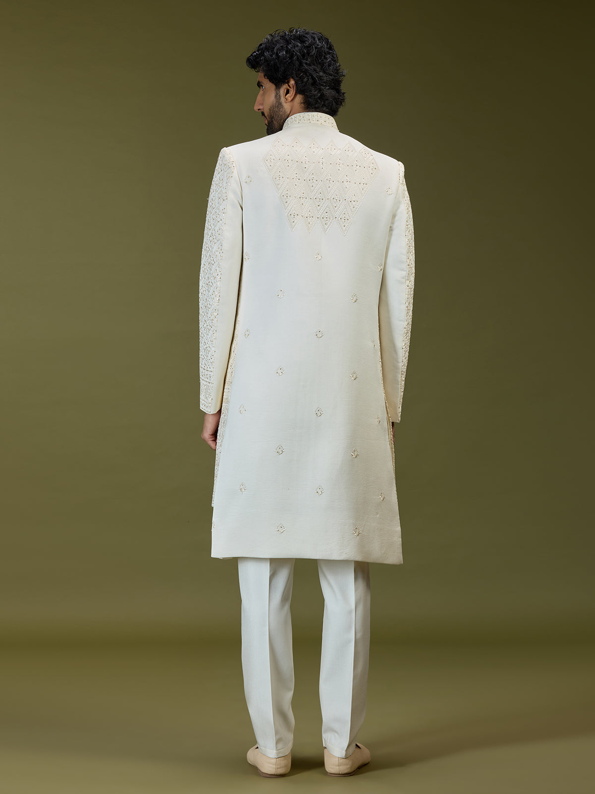 Ivory cream luxurious mens sherwani