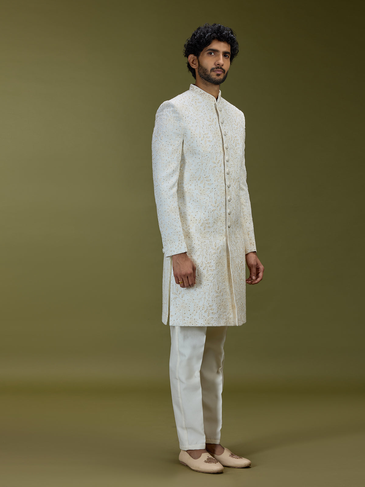 Off white exquisite swarovski luxury mens sherwani