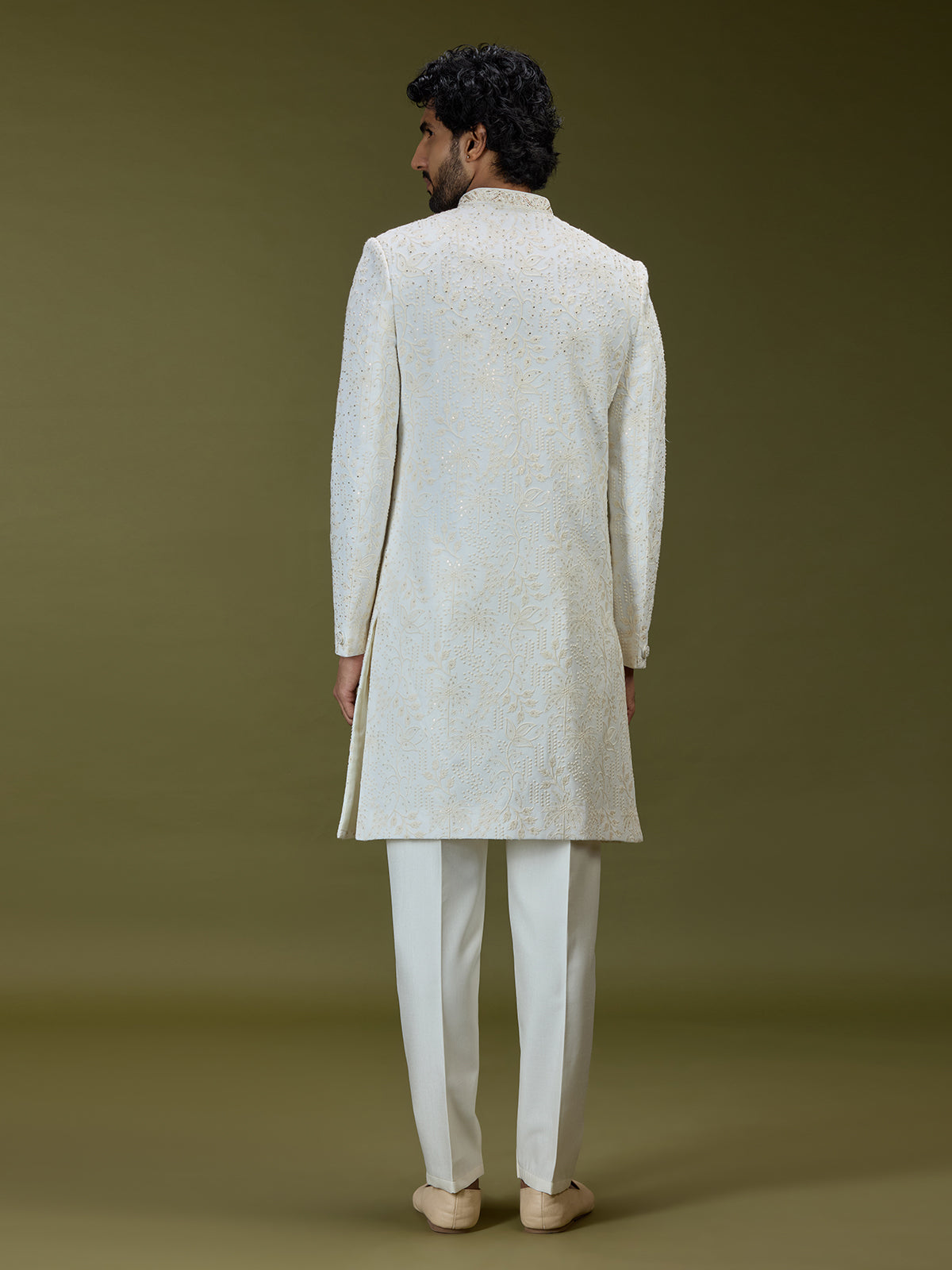 Off white exquisite swarovski luxury mens sherwani