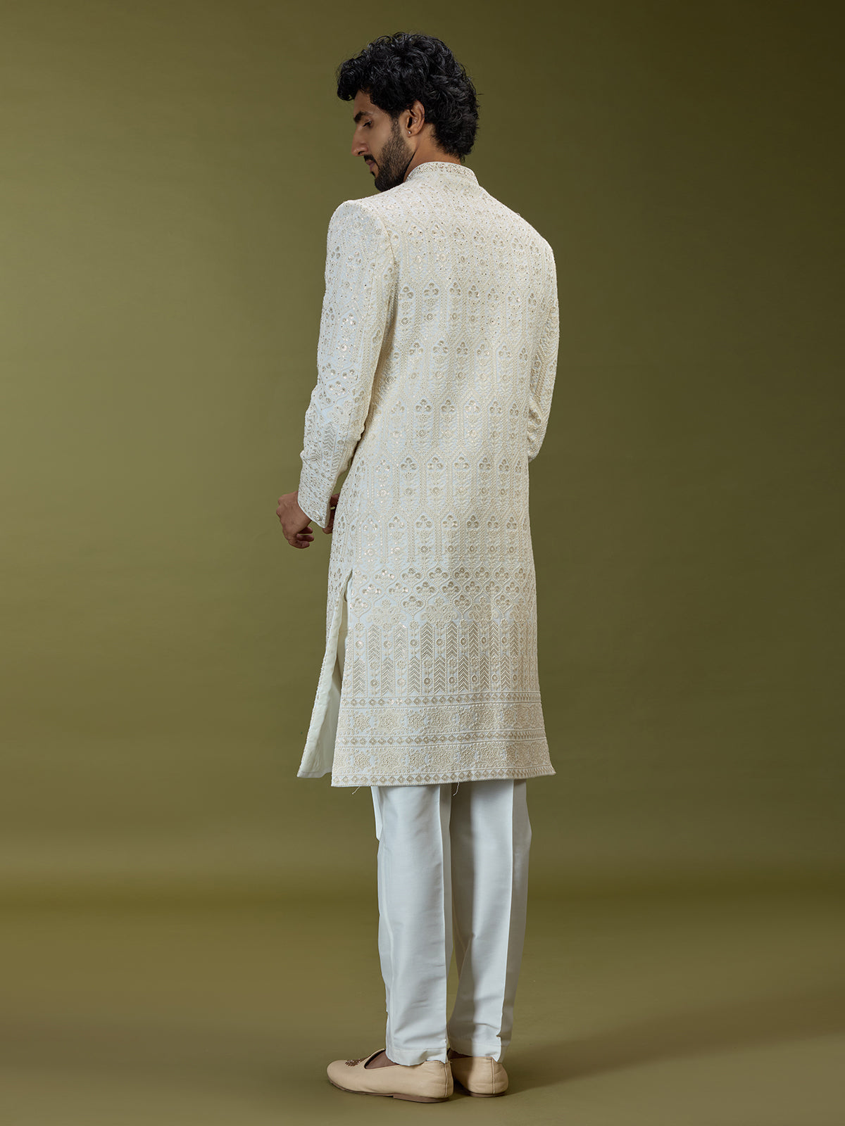 Cream grand mughal heritage premium mens sherwani