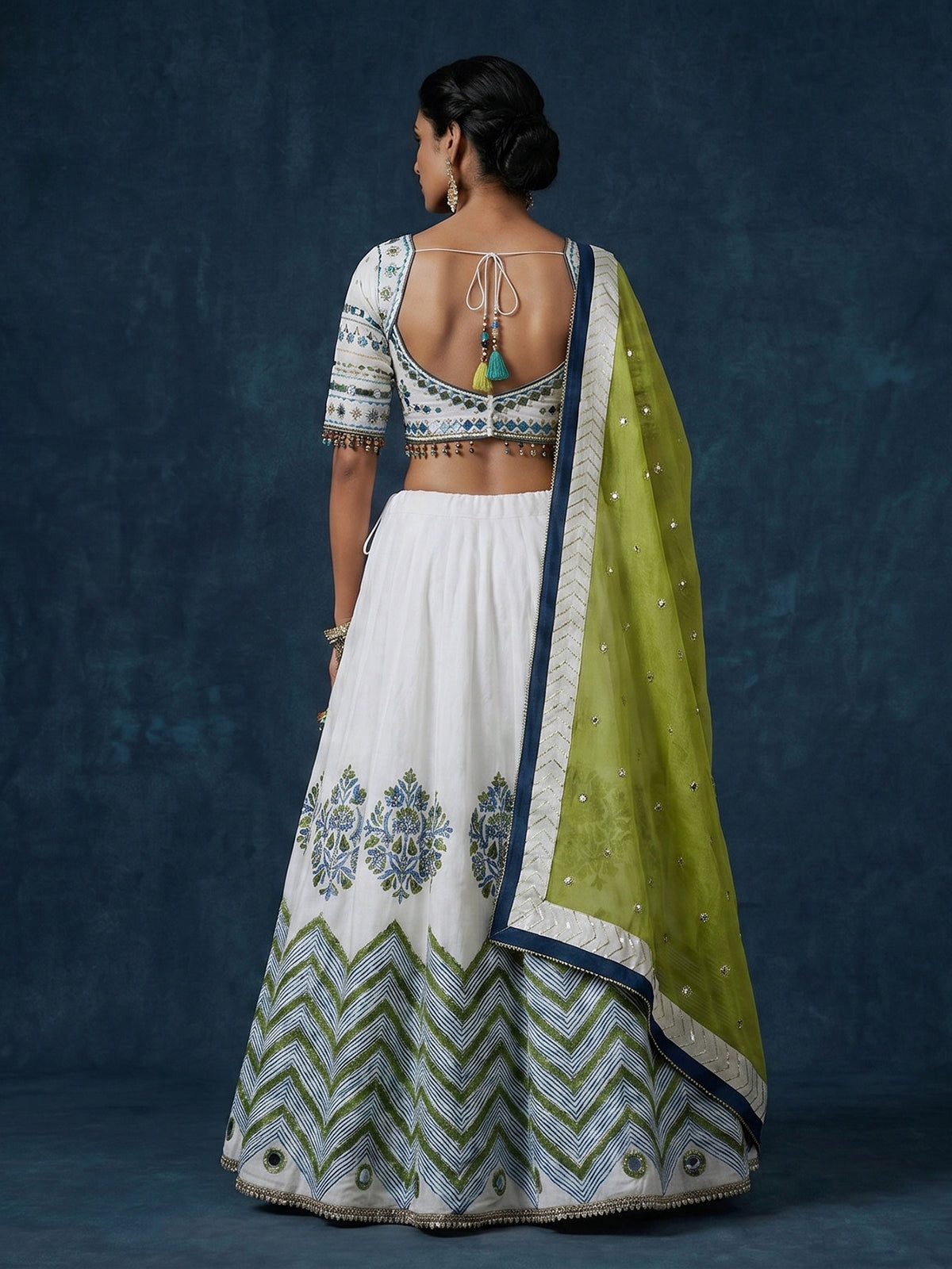 White printed navratri lehenga choli