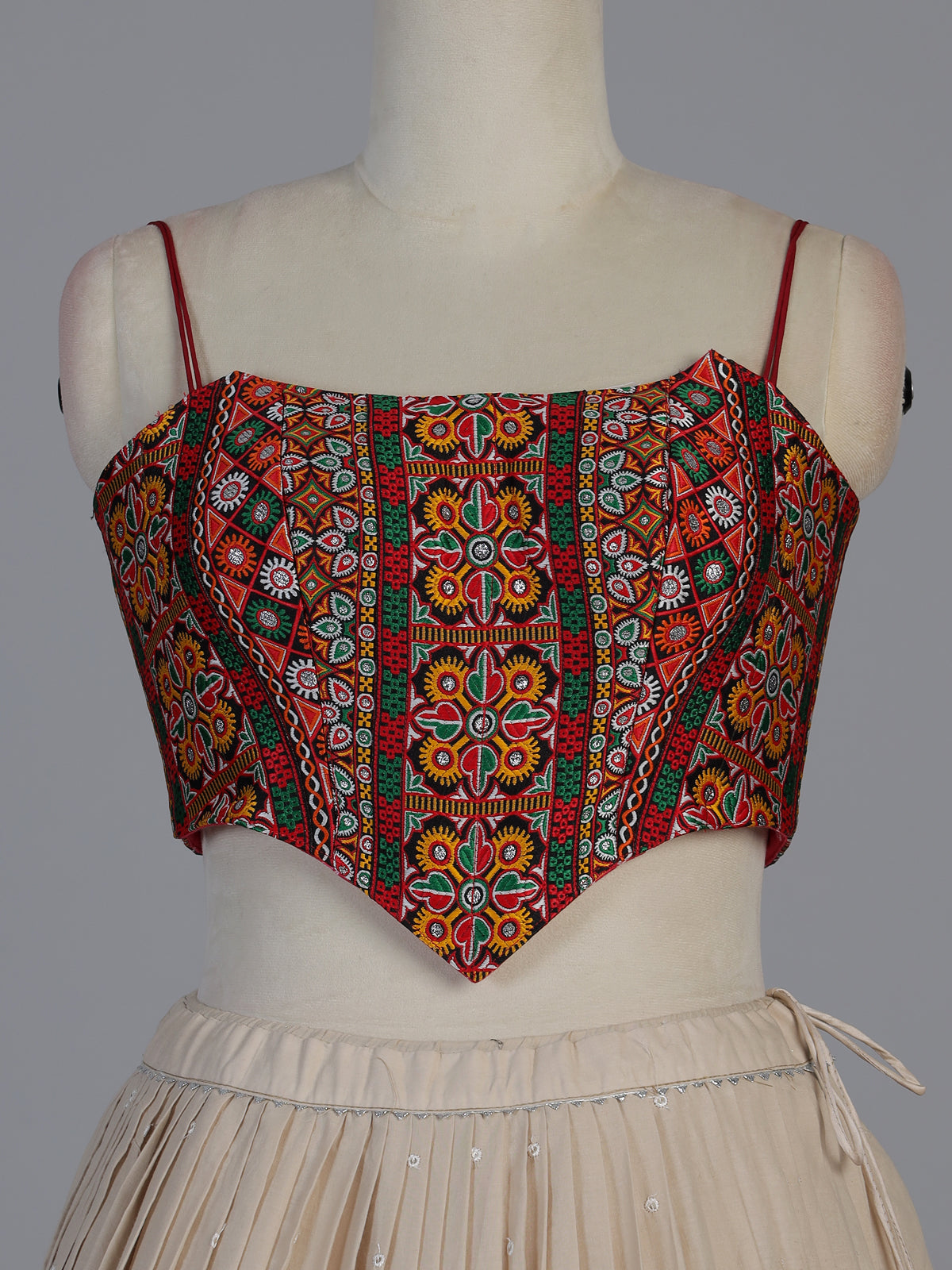 Cream cotton silk navratri fashion lehenga choli