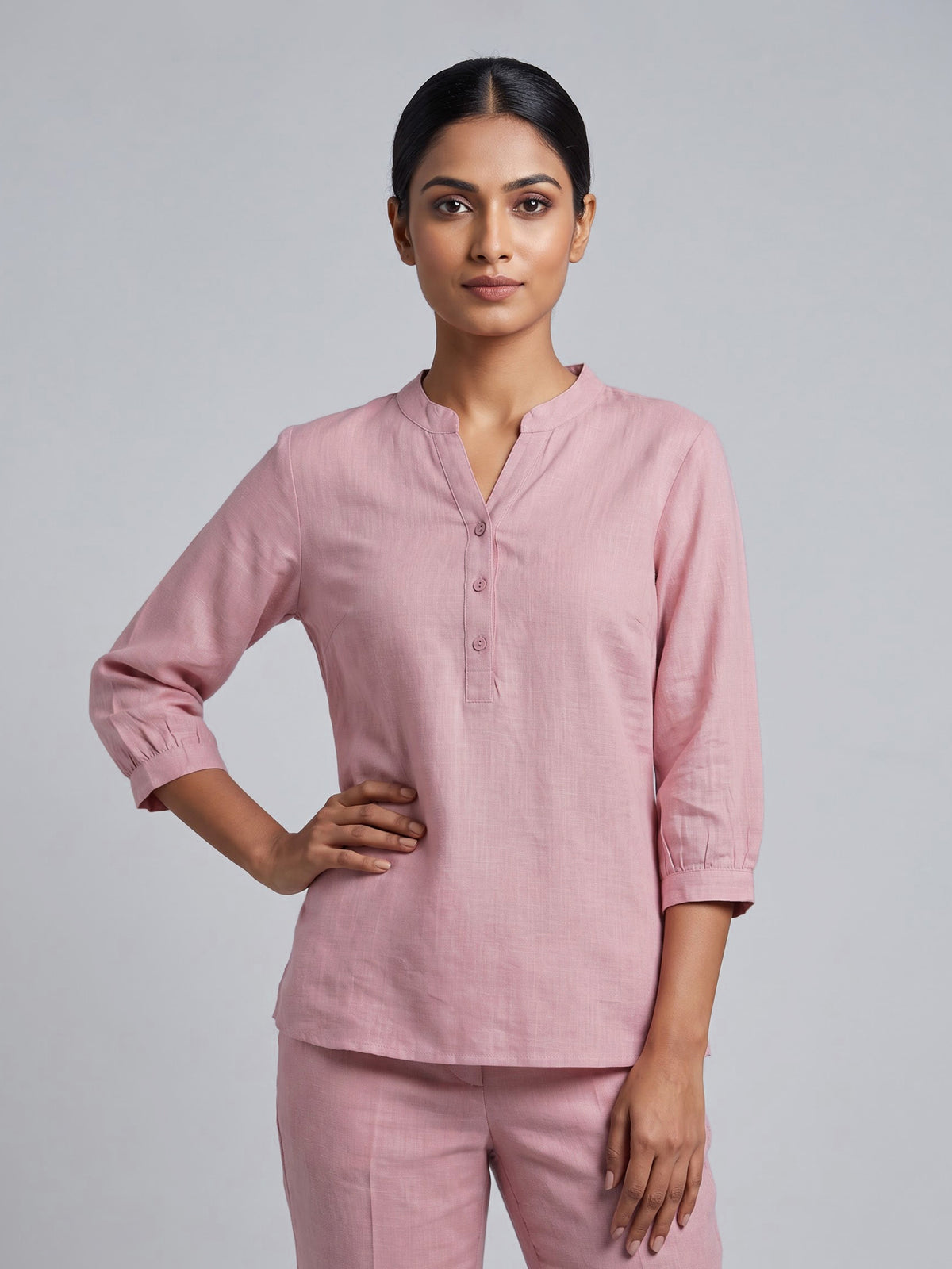 Light pink womens feminine short kurti