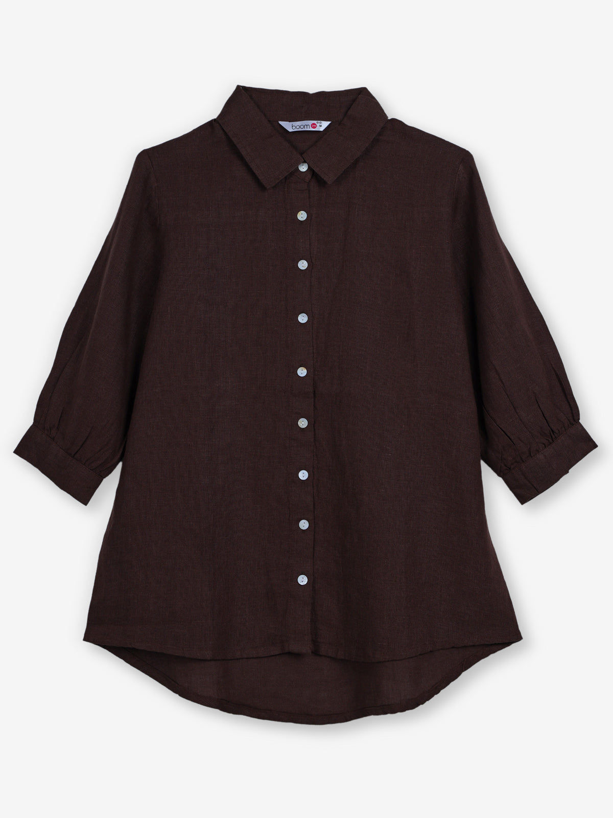 Deep chocolate brown linen women shirt
