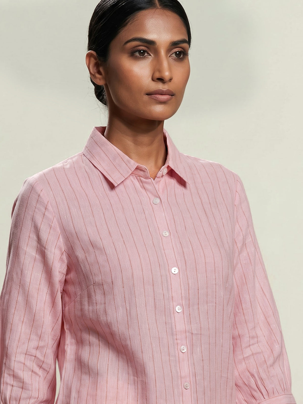 Light pink linen women shirt