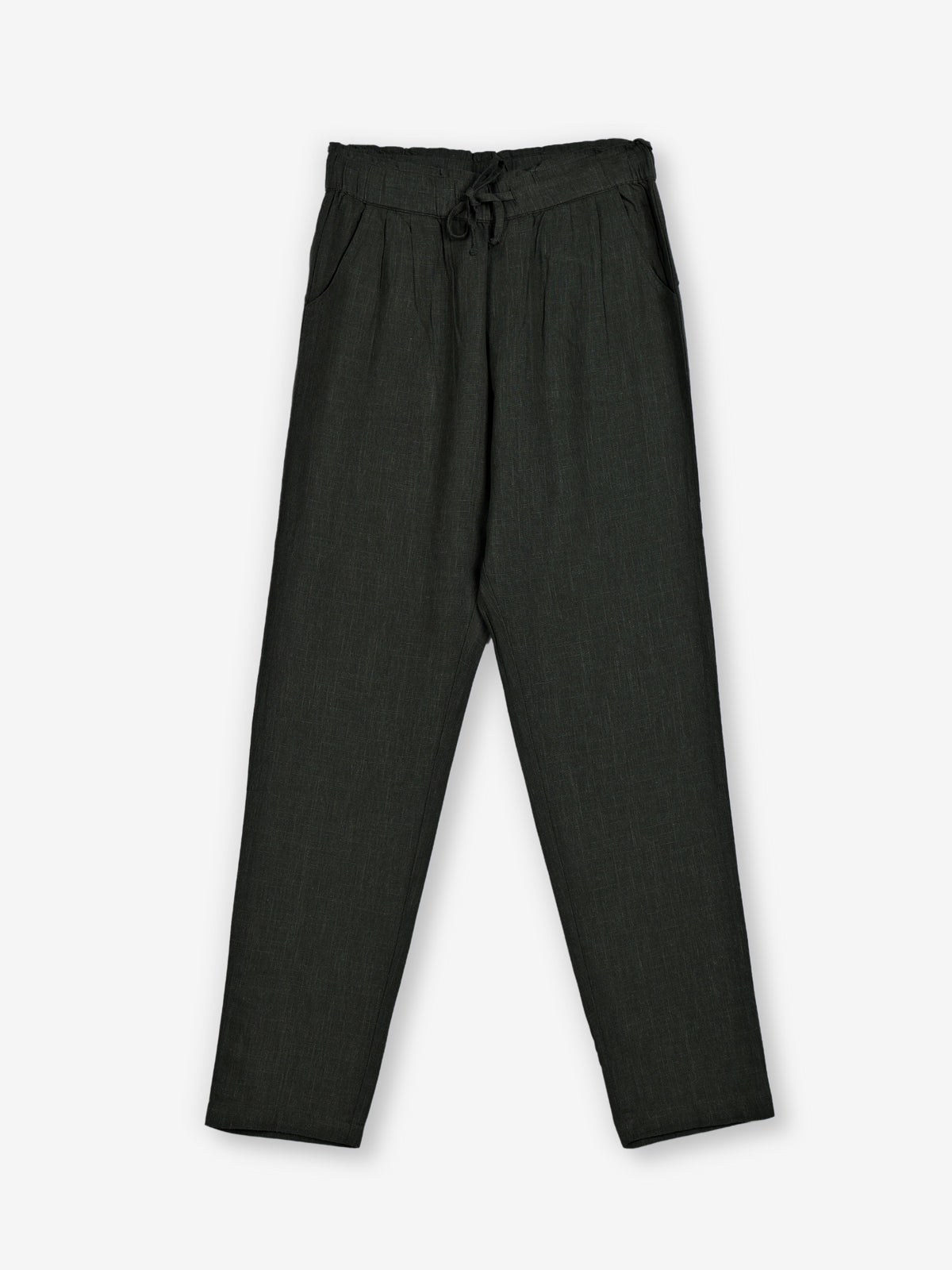 Olive cotton linen womens ankle pant