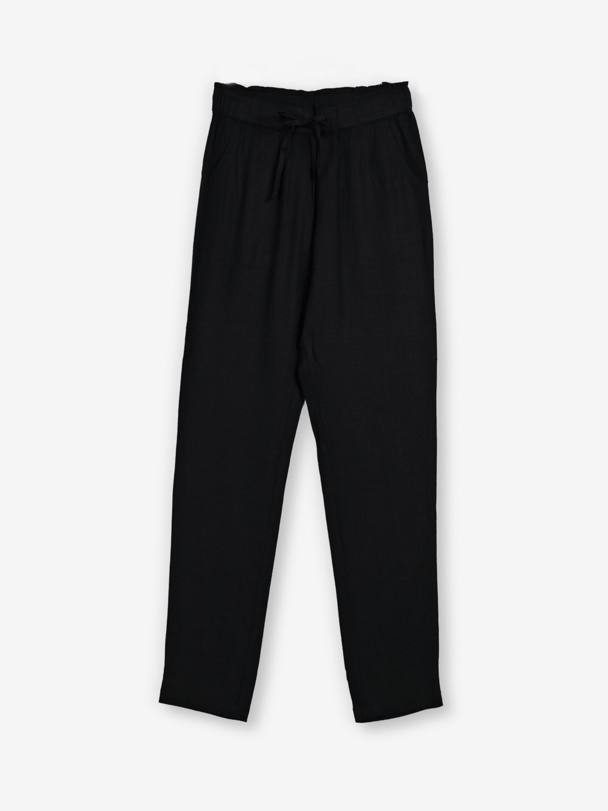 Black cotton linen womens ankle pant
