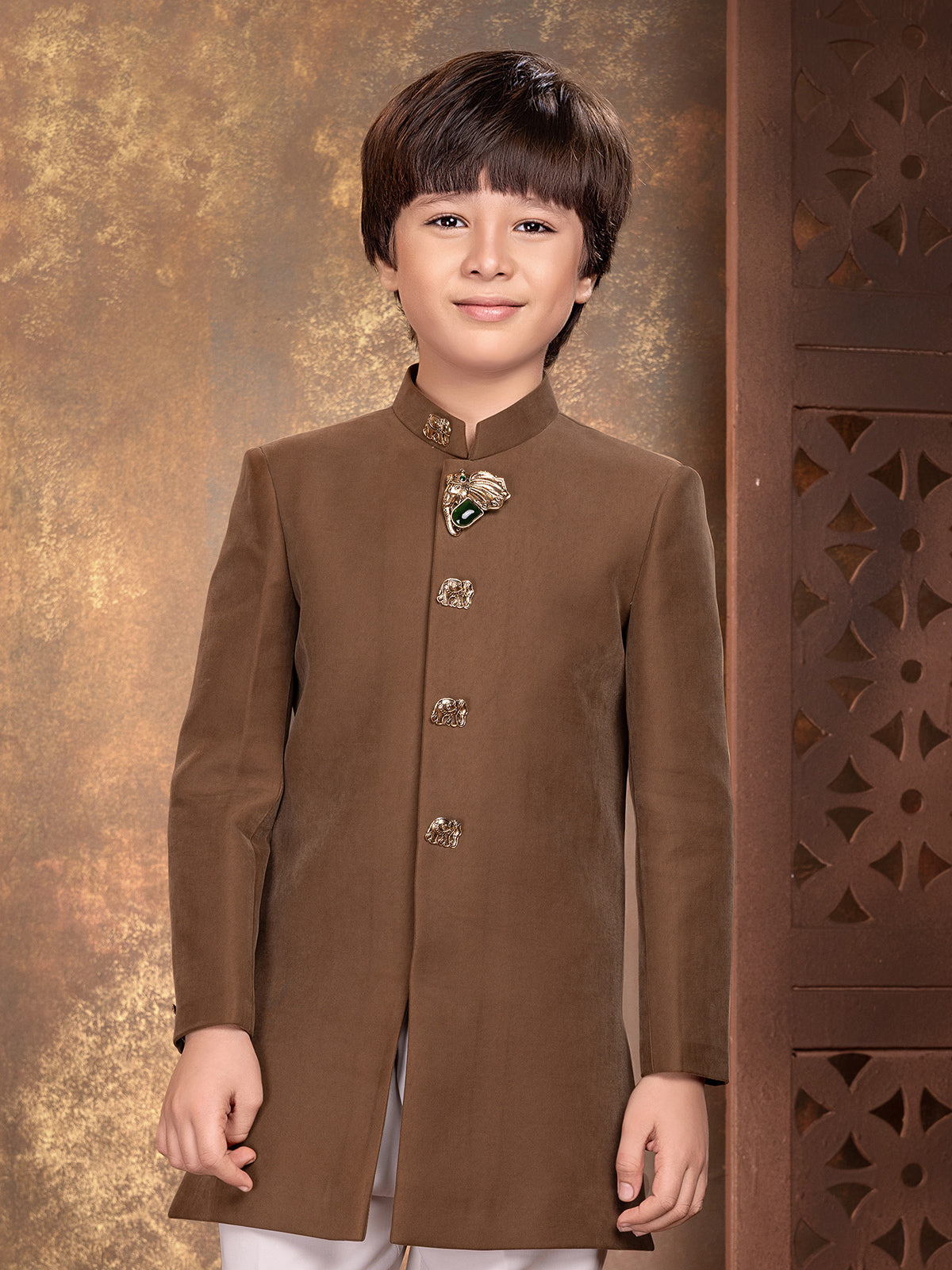 Brown royal boys indo western outfit