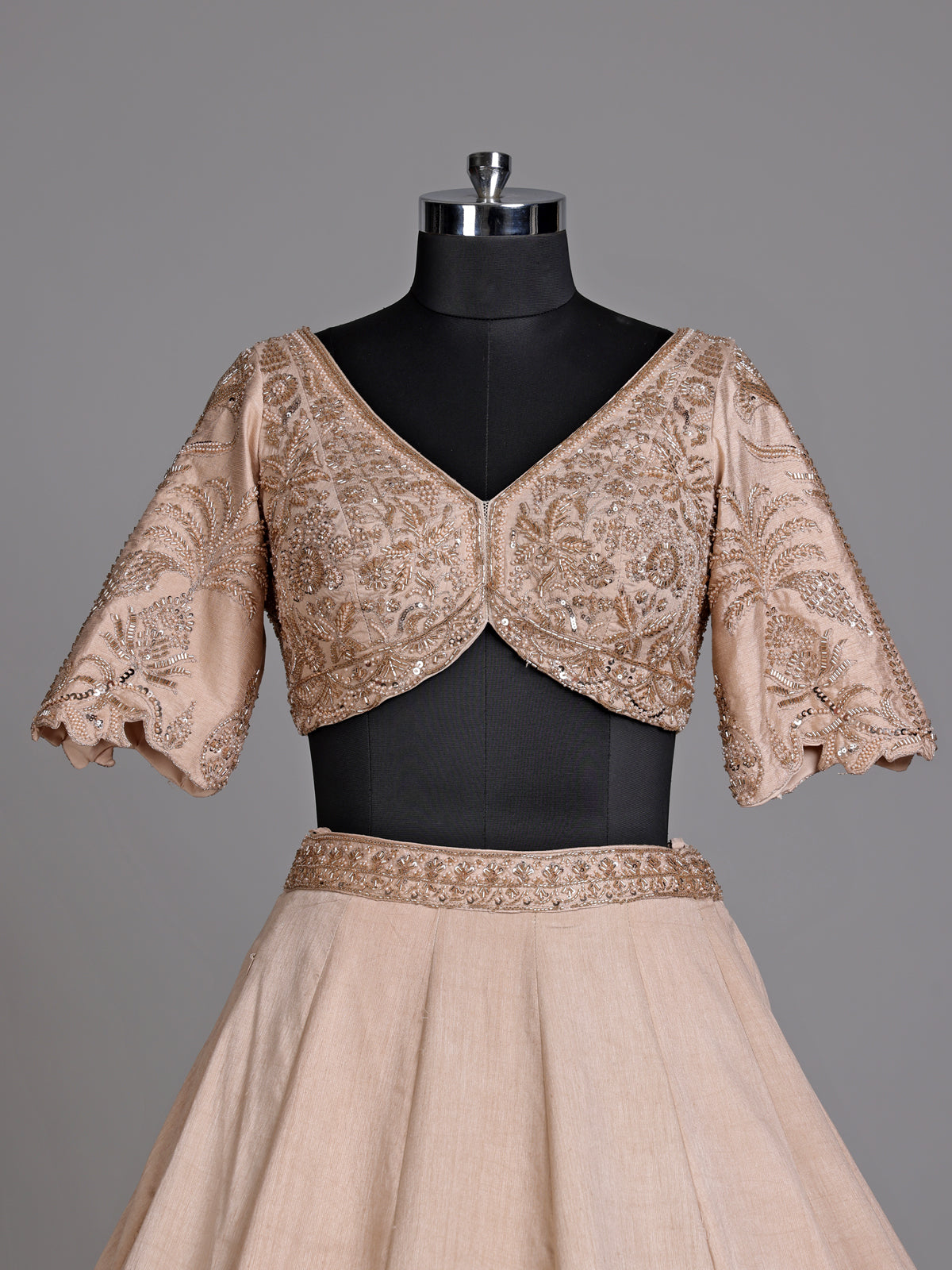 Beige Mughal motif women lehenga choli