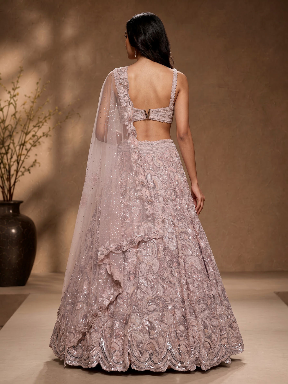 Pink baroque designer women lehenga choli