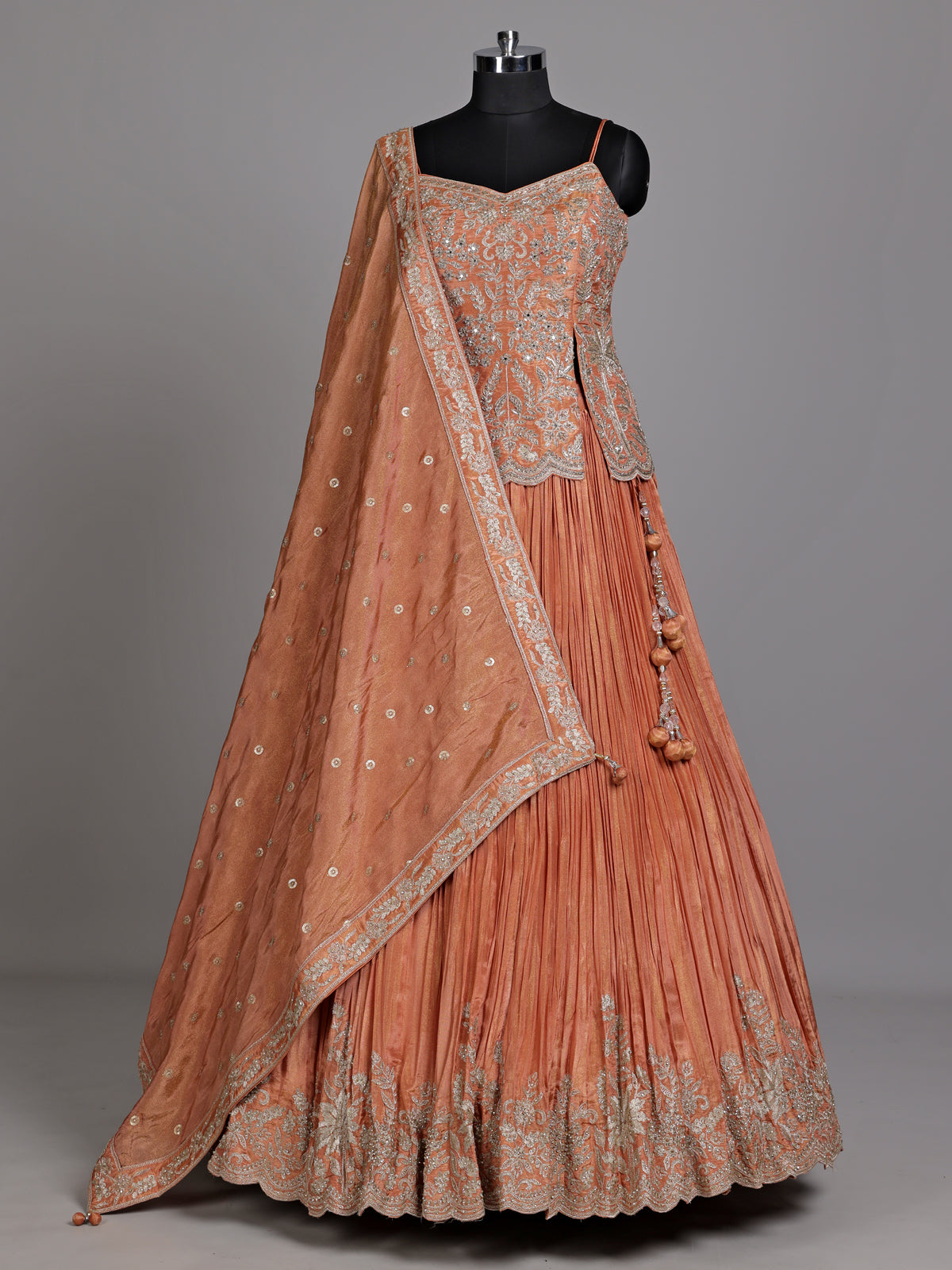 Rust orange ornate women lehenga choli
