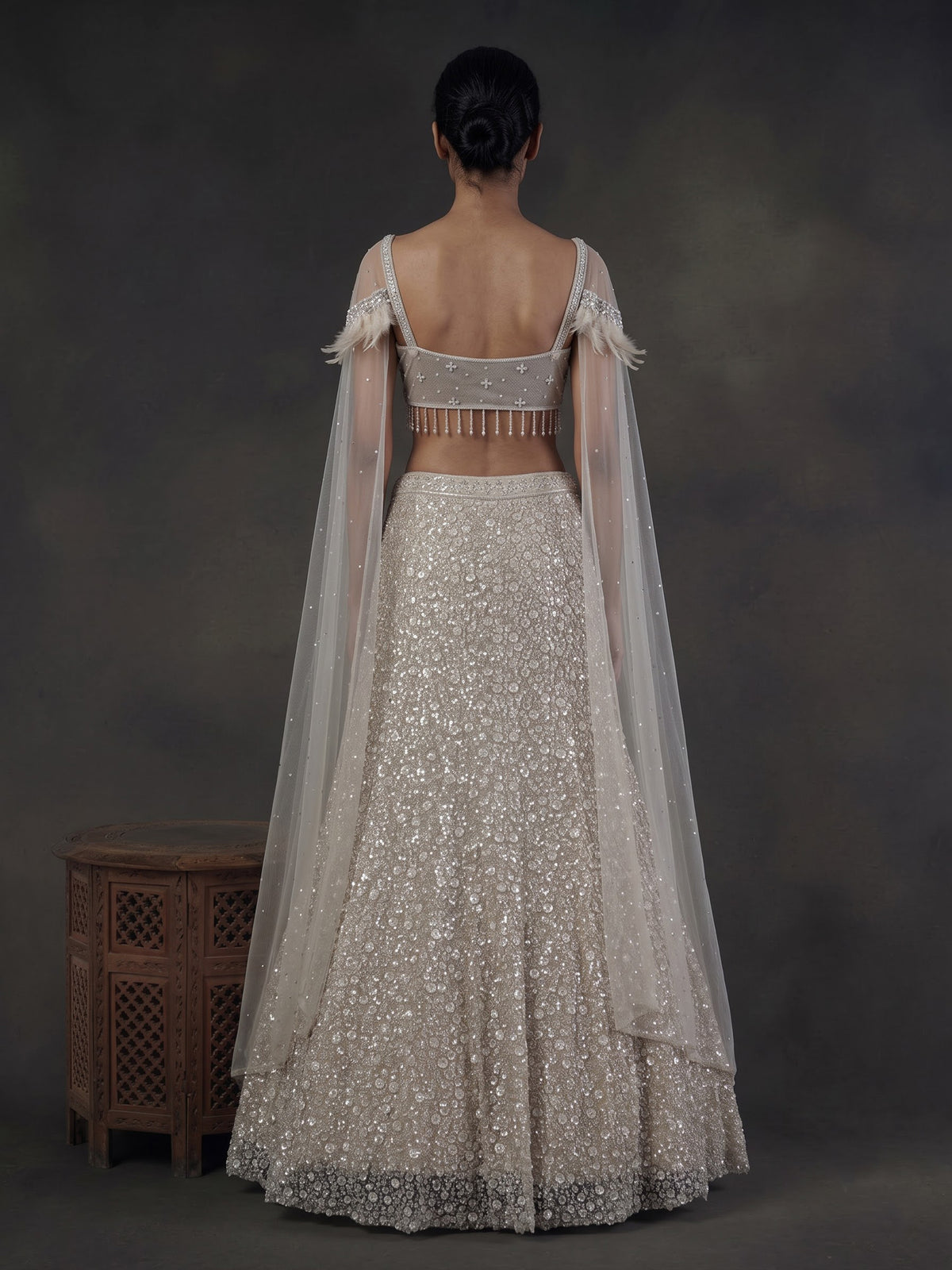 Beige mermaid flare women lehenga choli