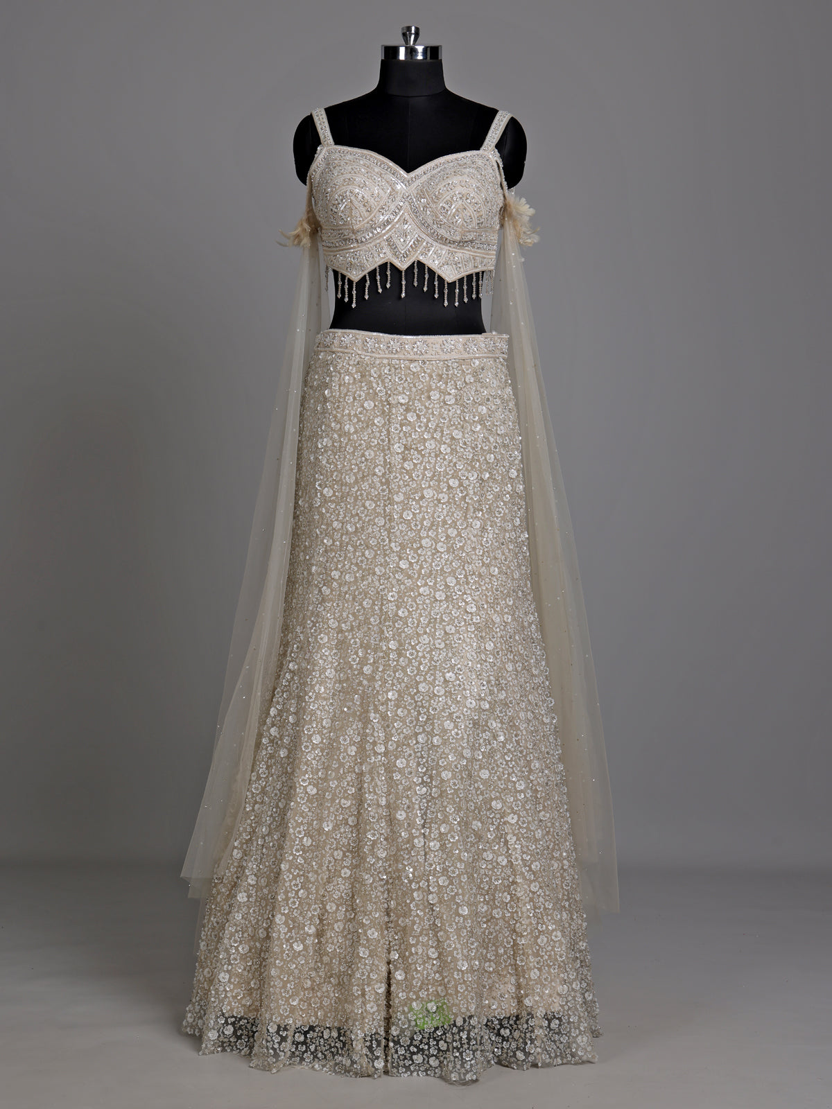 Beige mermaid flare women lehenga choli