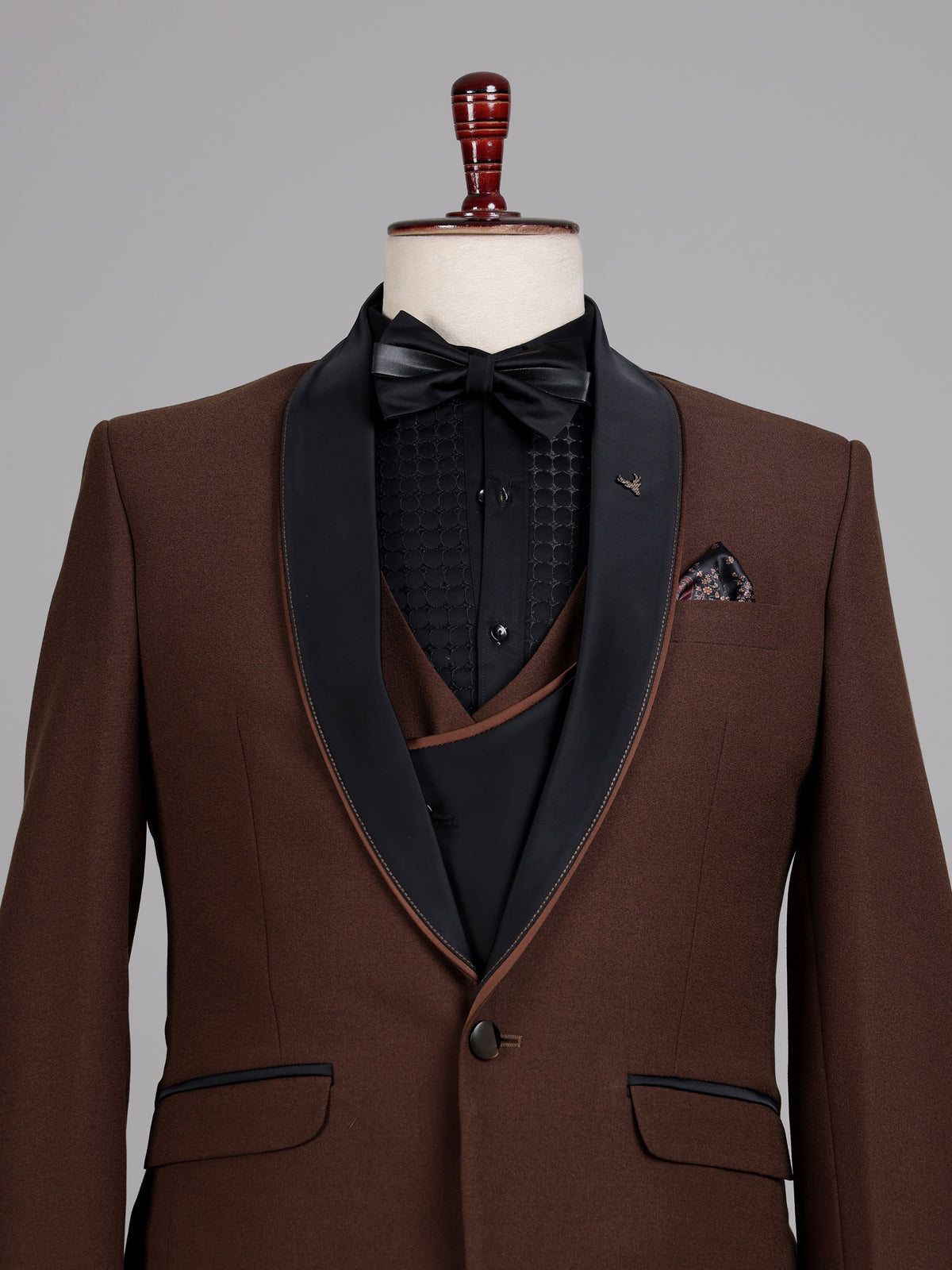Coffee brown shawl lapel tuxedo set