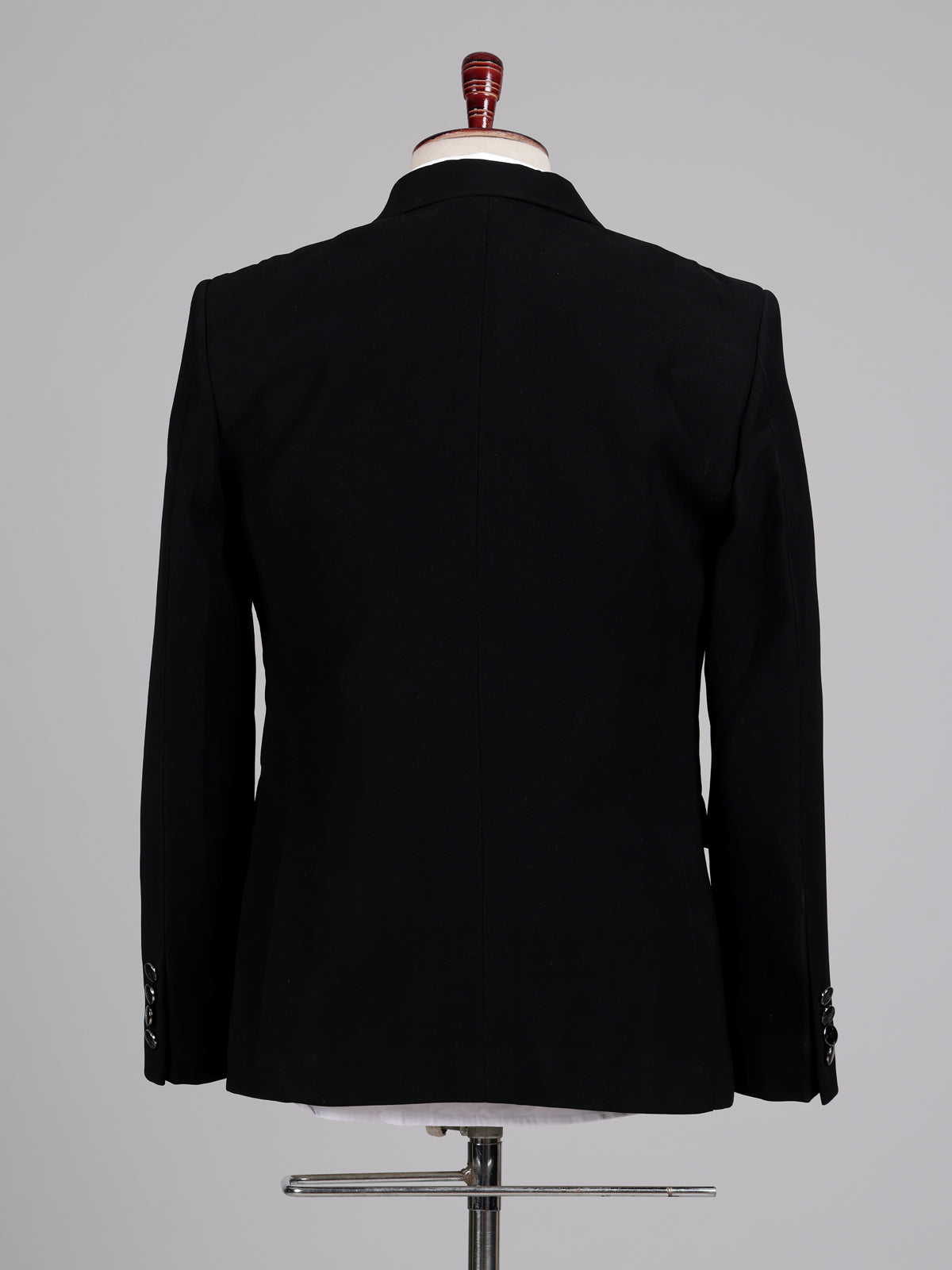Black terry rayon tuxedo suit with floral cutdana embroidery