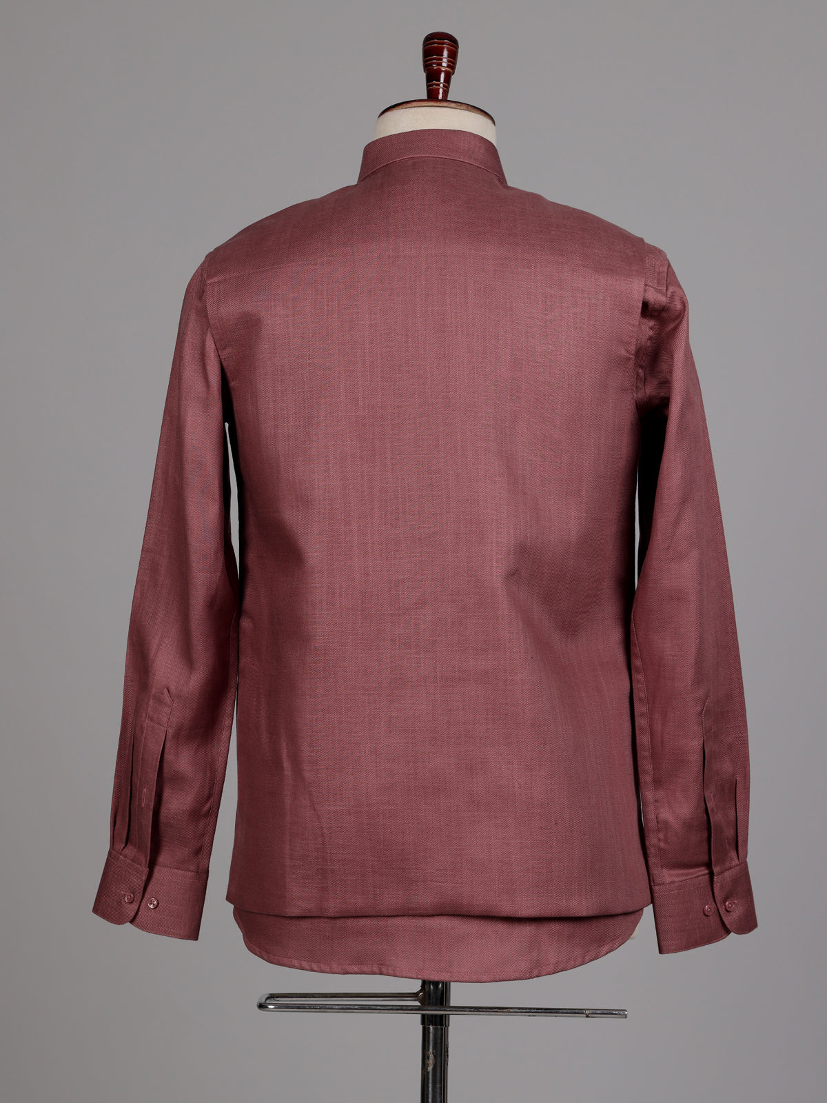 Dusty mauve wine bandhgala waistcoat set with embroidered crest