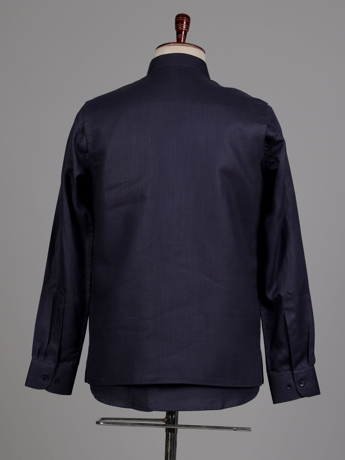 Midnight navy Nehru waistcoat set with royal crest embroidery