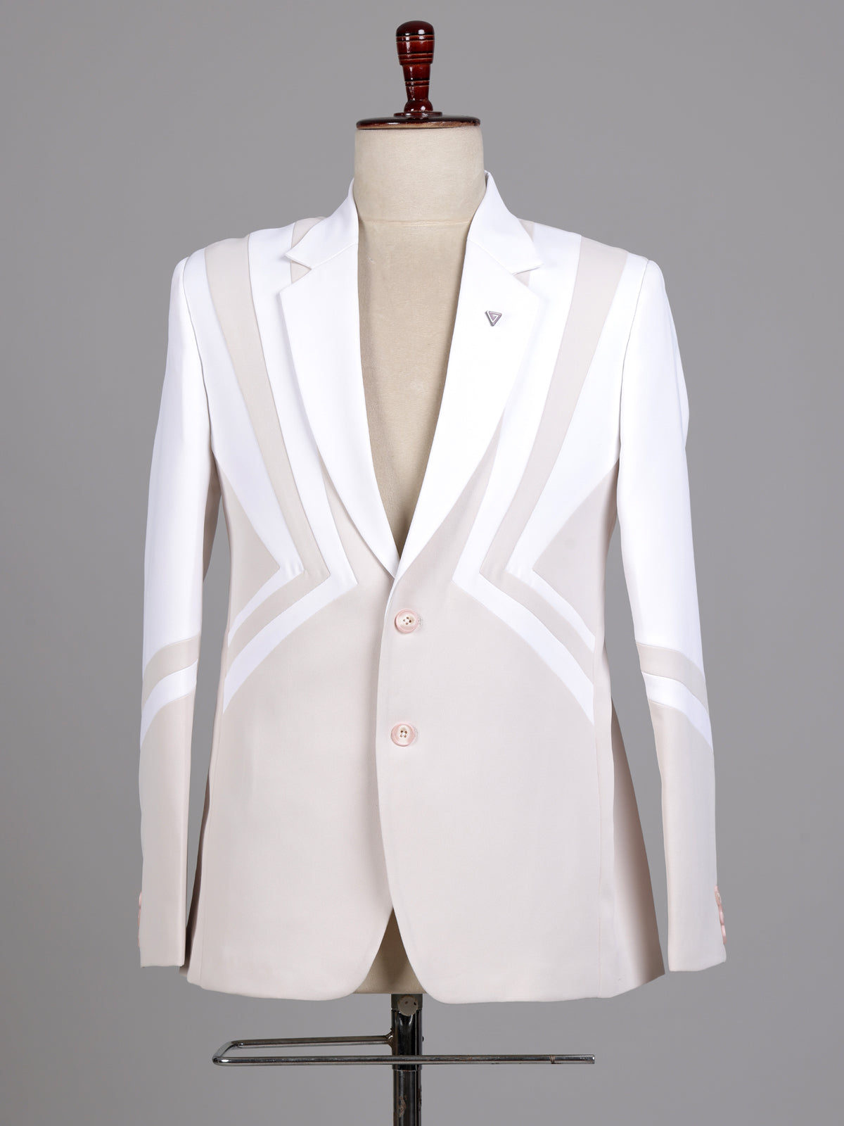 Light beige geometric panel designer blazer