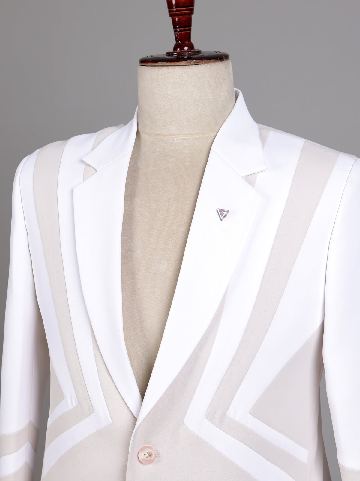 Light beige geometric panel designer blazer