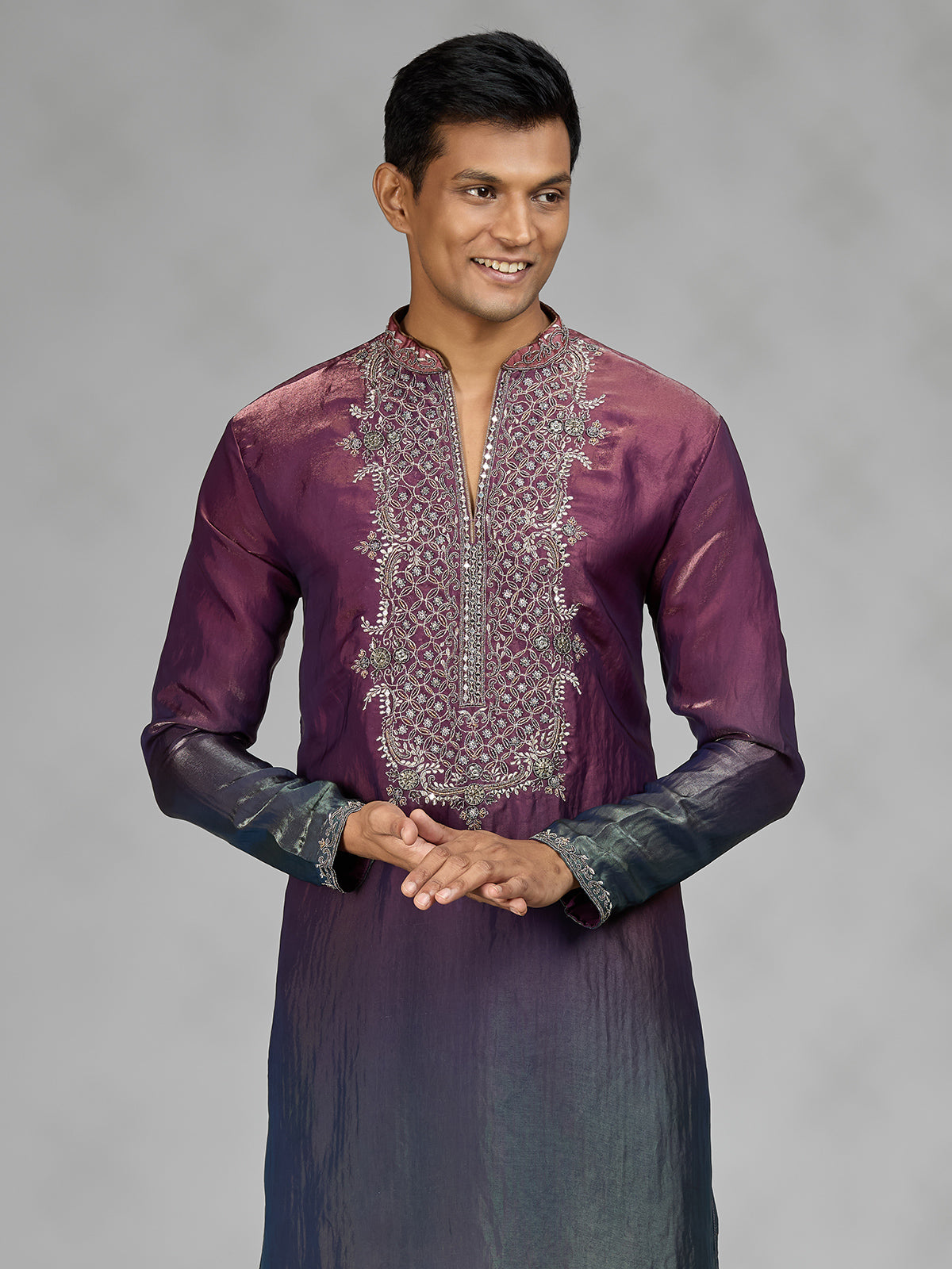 Deep purple Persian mens kurta suit
