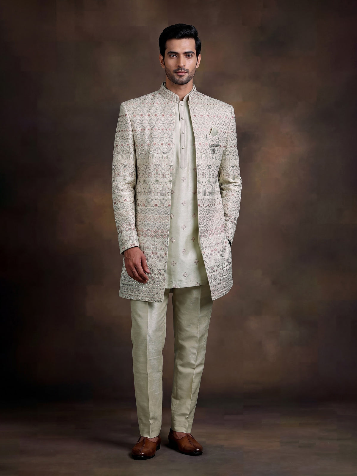 Pista green regal mens indo western