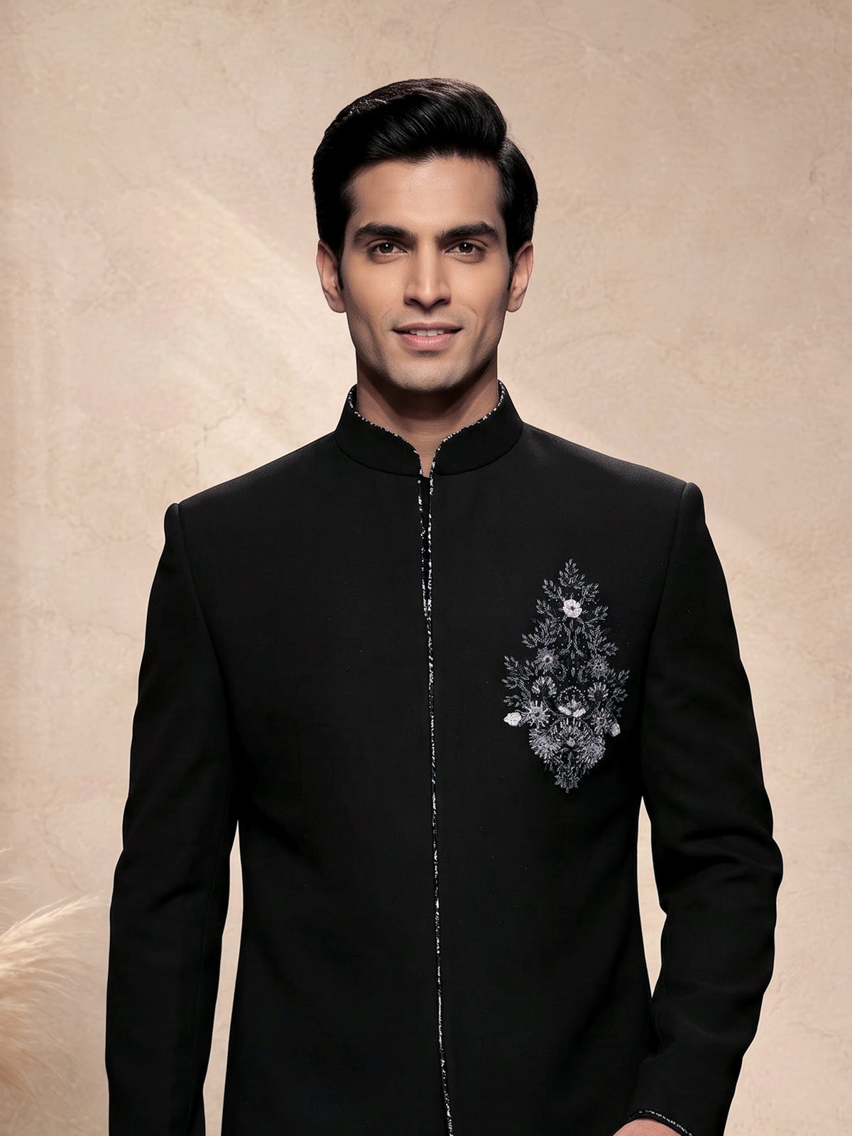 Black zardosi luxury mens indo western