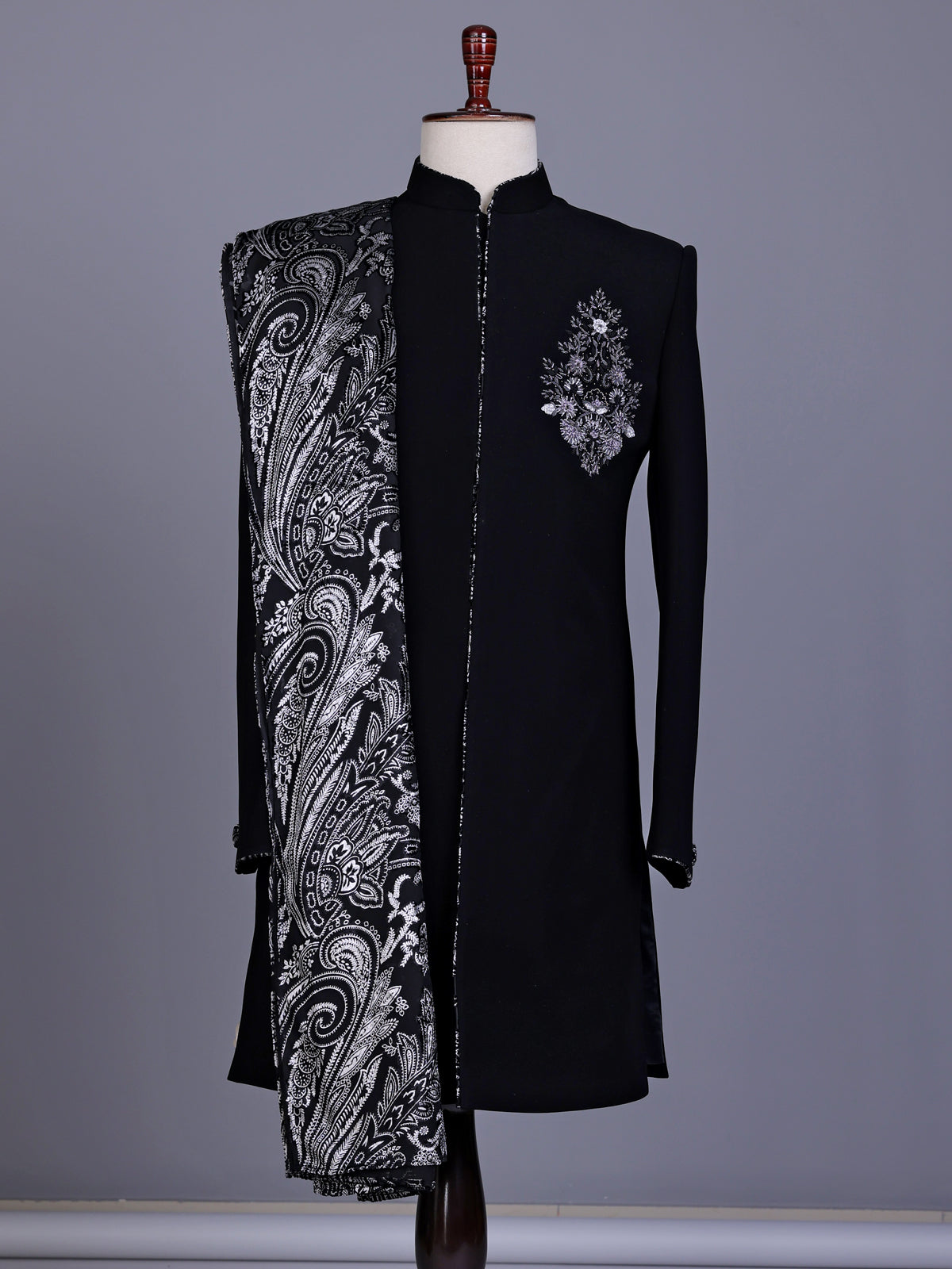 Black zardosi luxury mens indo western